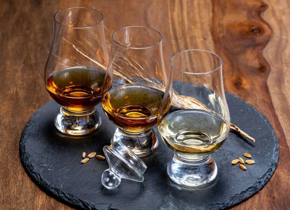 Three glasses of Scotch whisky