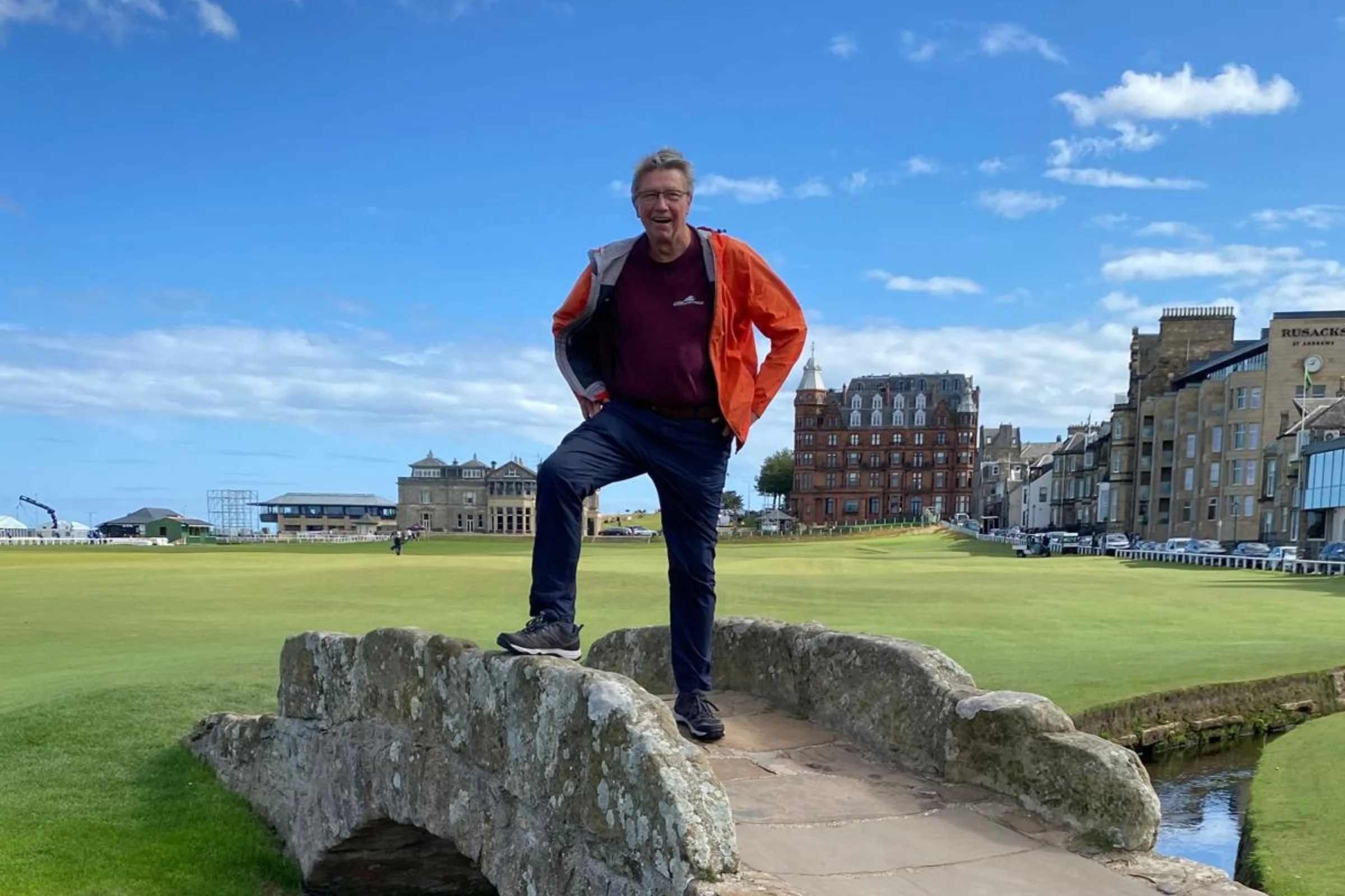Scotland’s Wild guide by the historic Swilcan Bridge on the Old Course at St Andrews