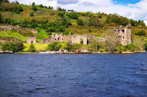 Urquhart Castle seen from the water on a Loch Ness cruise