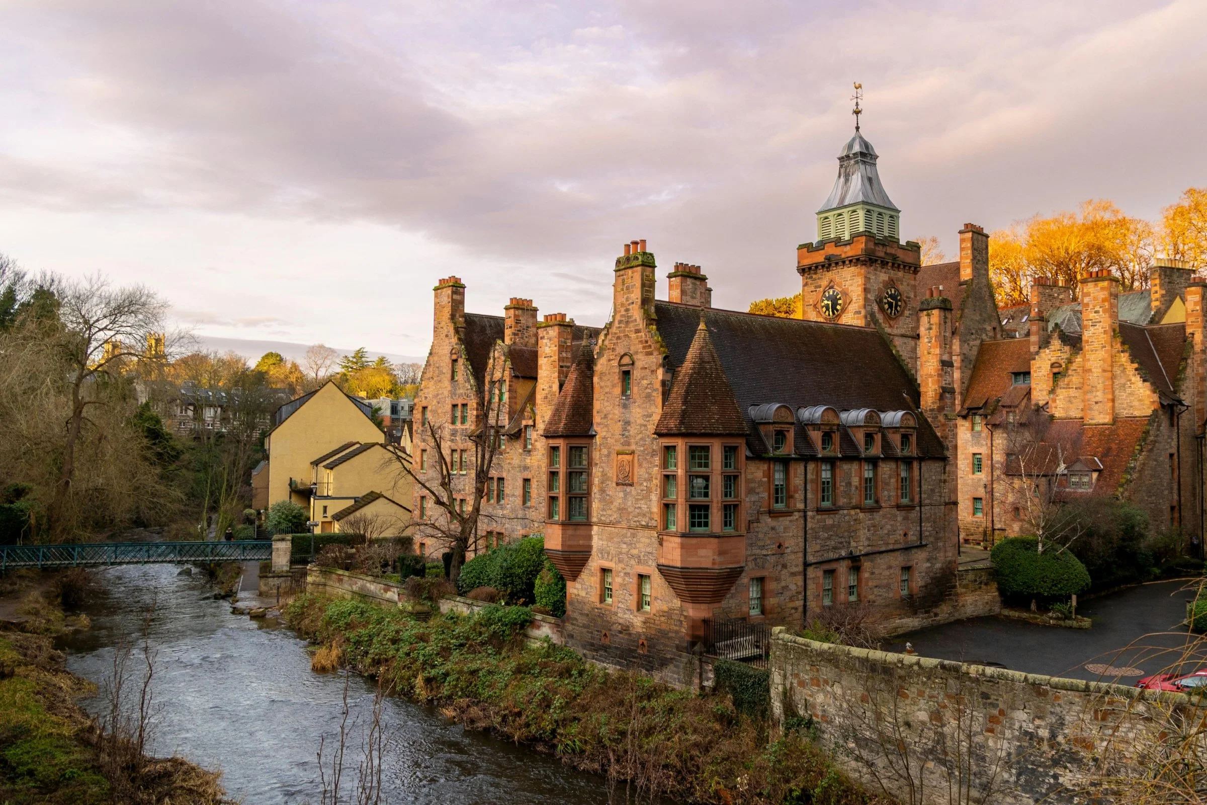 Historic buildings beside the Water of Leith in Edinburgh's Dean Village