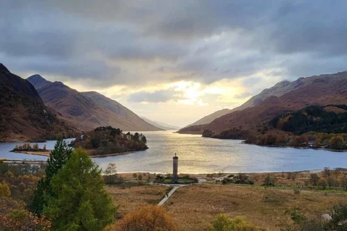 The Glenfinnan Monument and the view down Loch Shiel