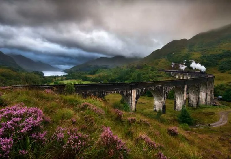 Glenfinnan Viaduct among the mountains of the West Highlands