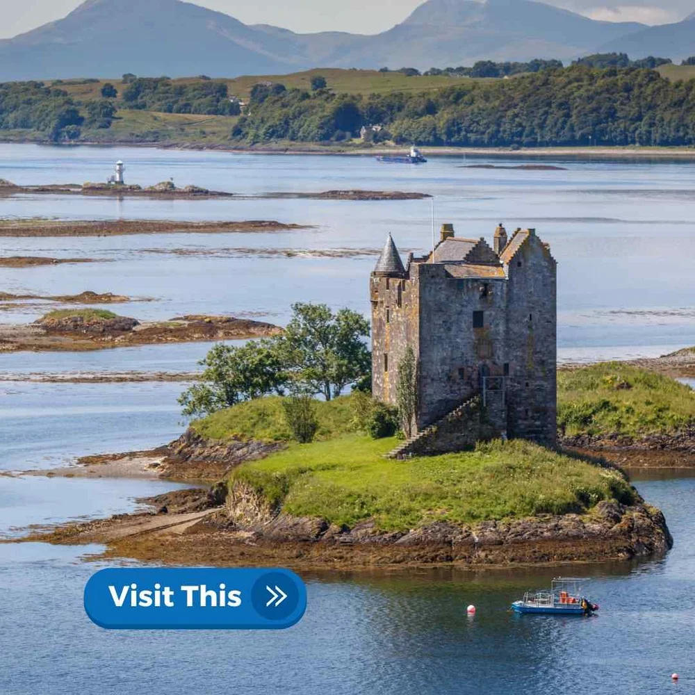Castle Stalker on its small island in Loch Laich