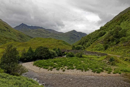 The road through Glen Shiel below the Five Sisters of Kintail
