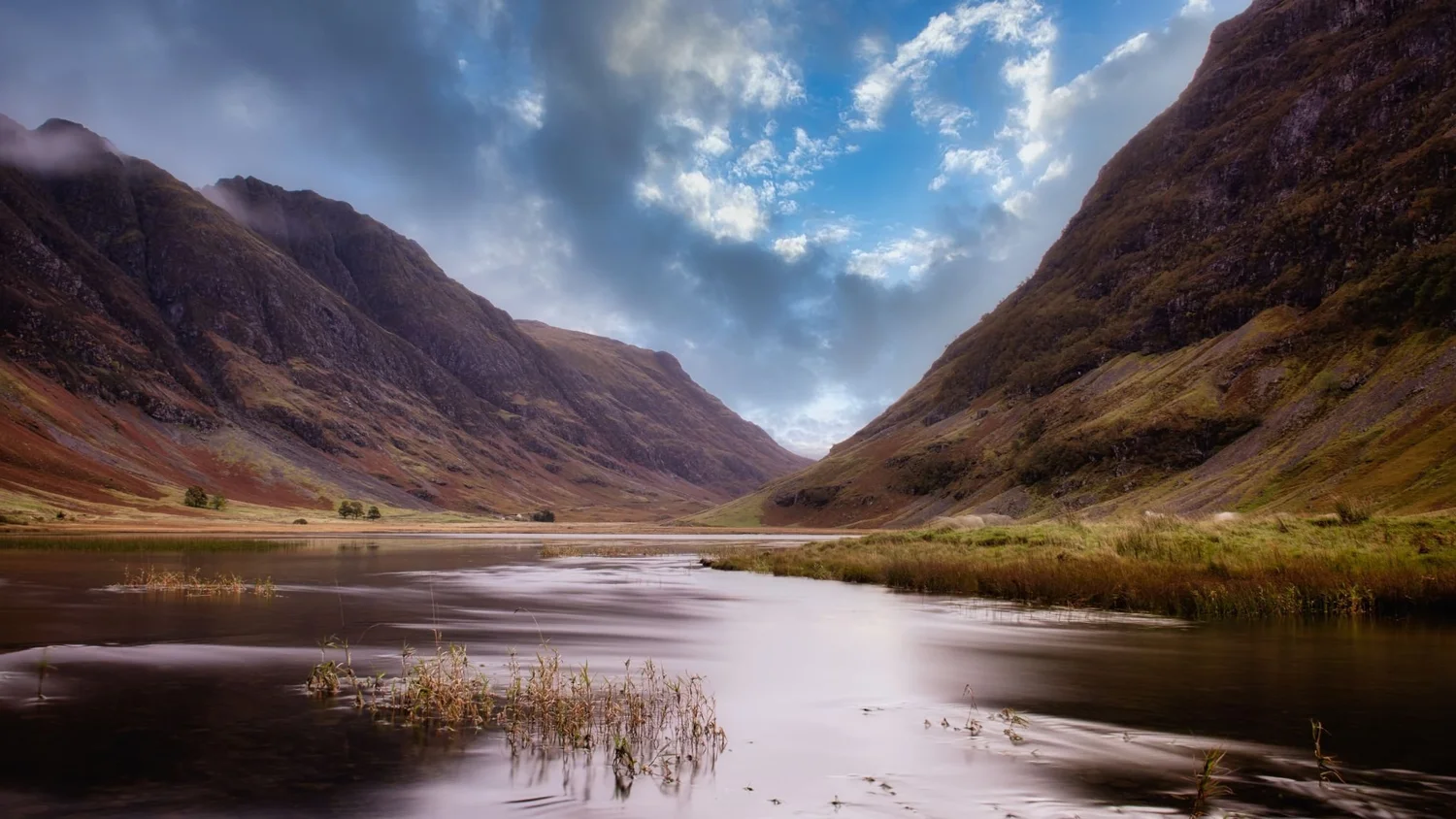 Mountain valley and loch scenery in Glencoe