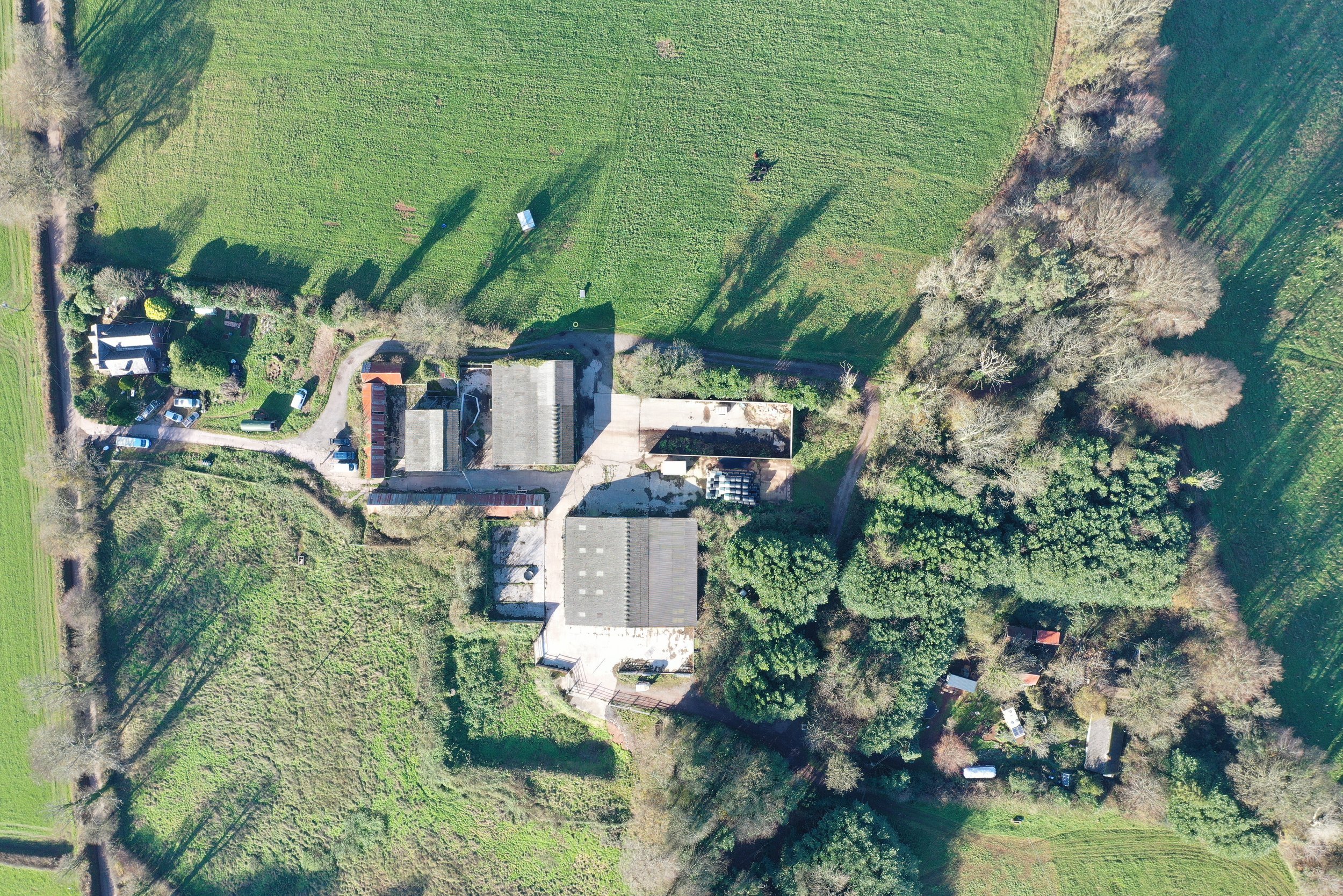 Aerial image of the existing buildings on the Bowden Pillars Future community housing site