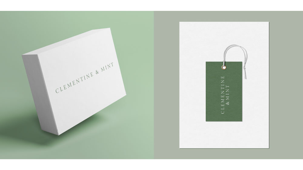 Box Package Design and Hang Tag design ideas for Clementine and Mint