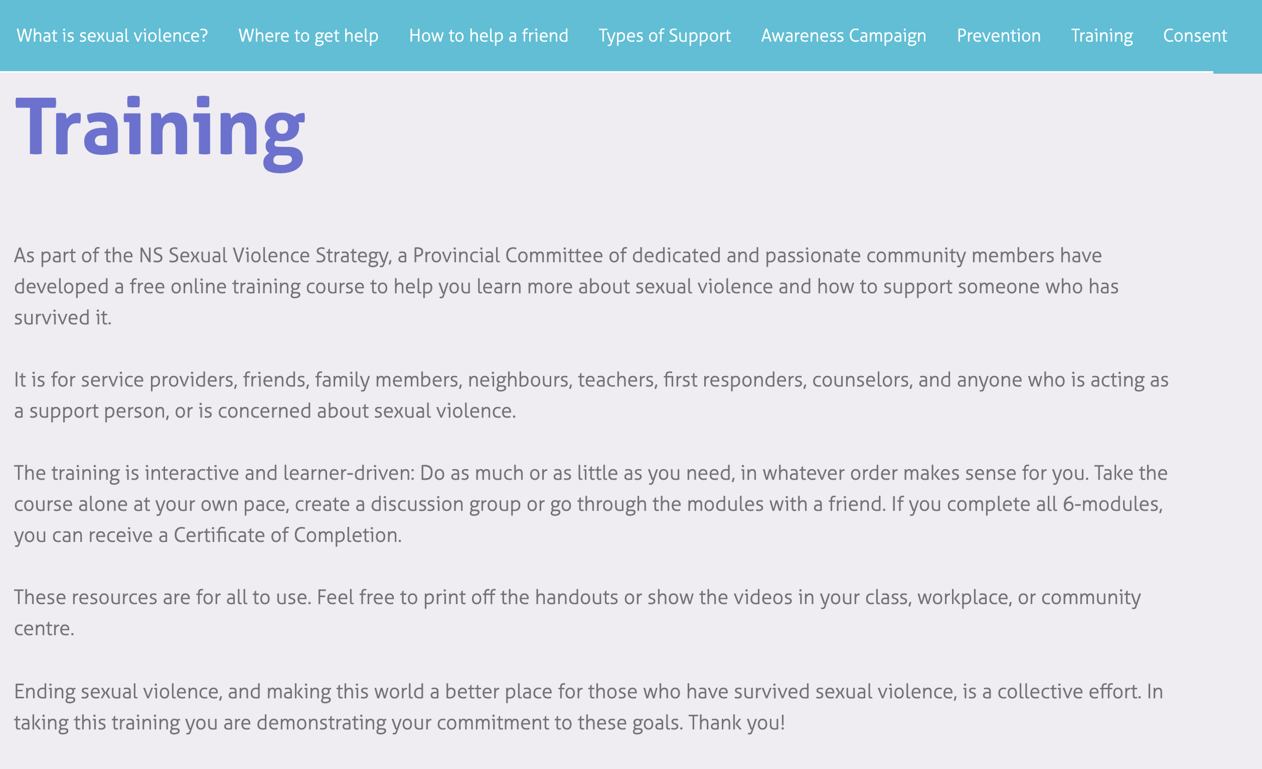 Free Online Training: Supporting Survivors of Sexual Violence