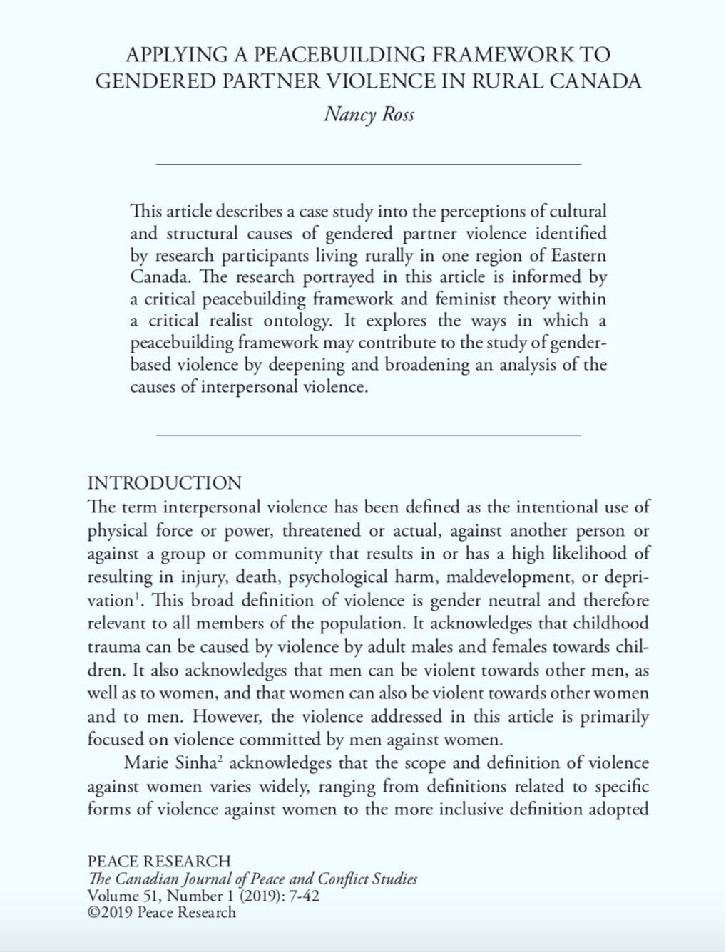 A Peacebuilding Framework