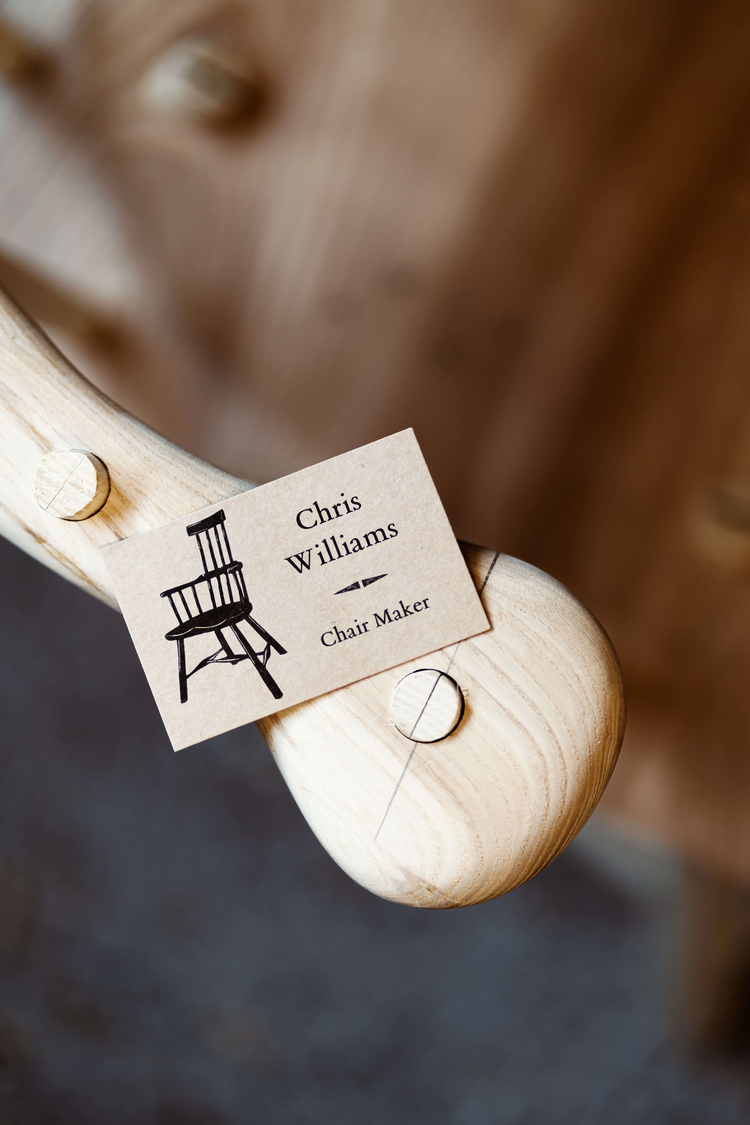 business card on chair