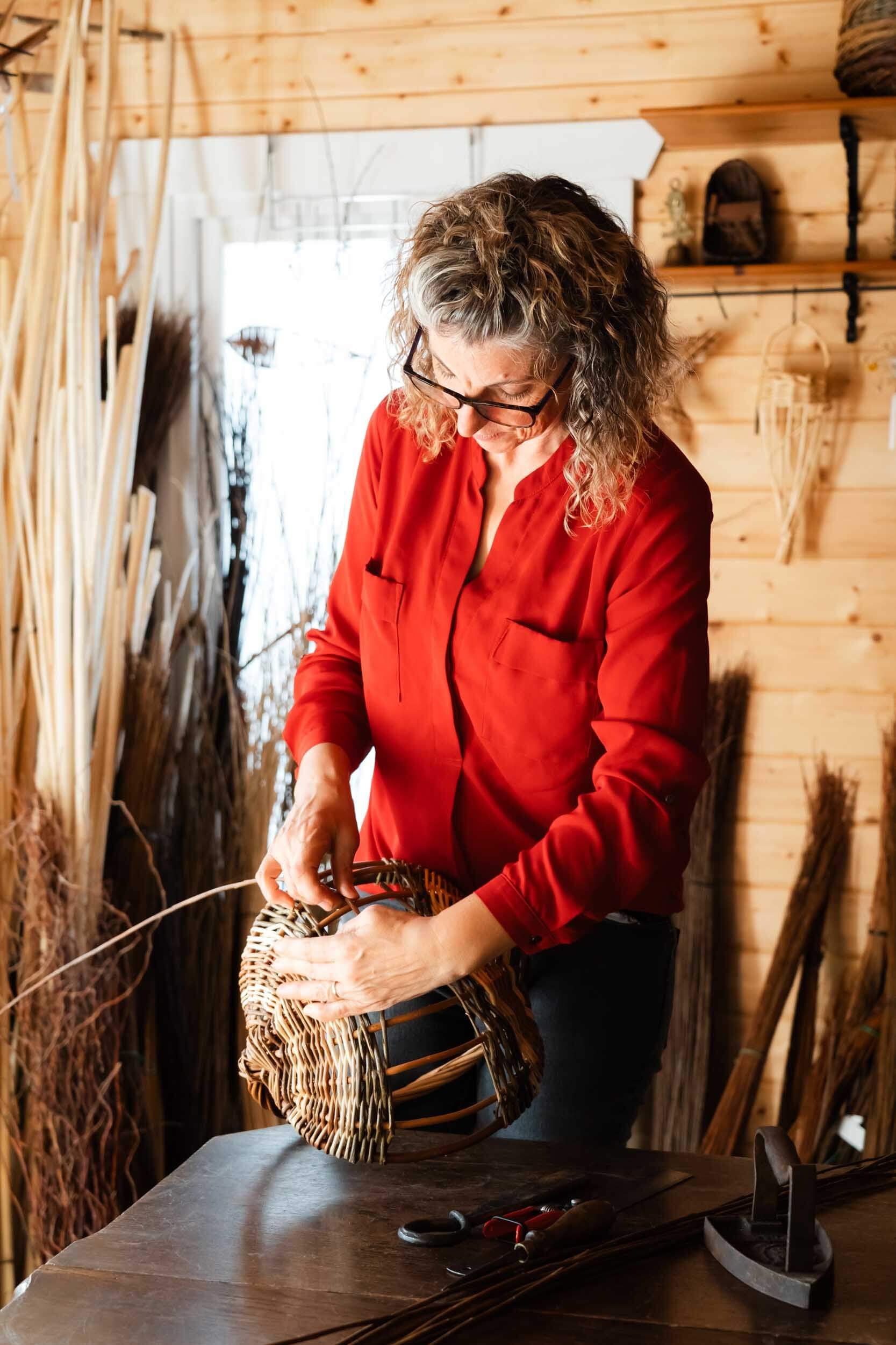 willow weaver making basket