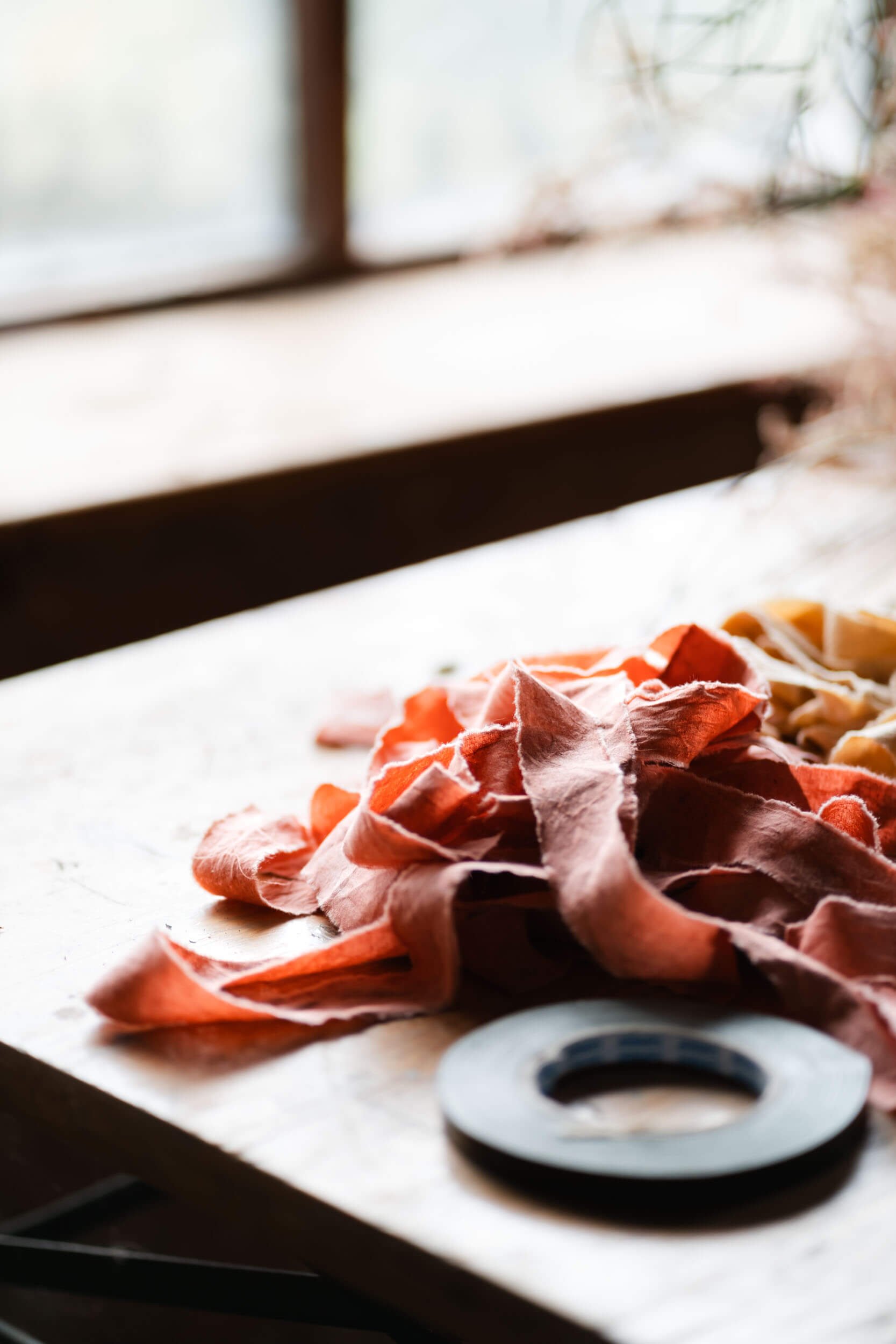 florist's ribbon on a table