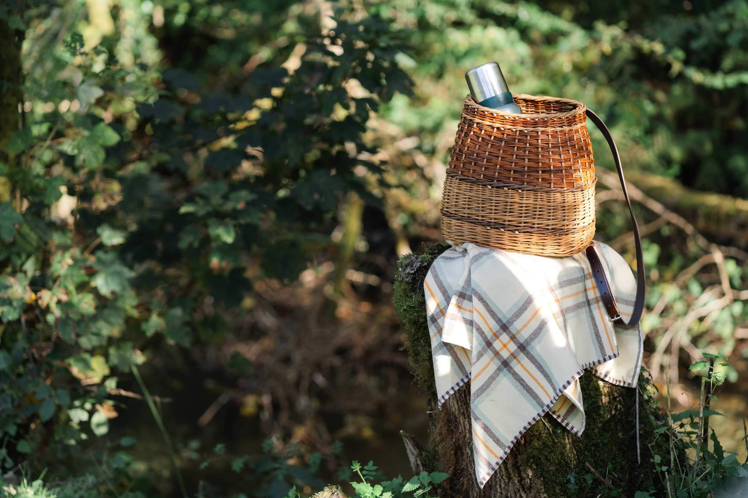 willow basket by river