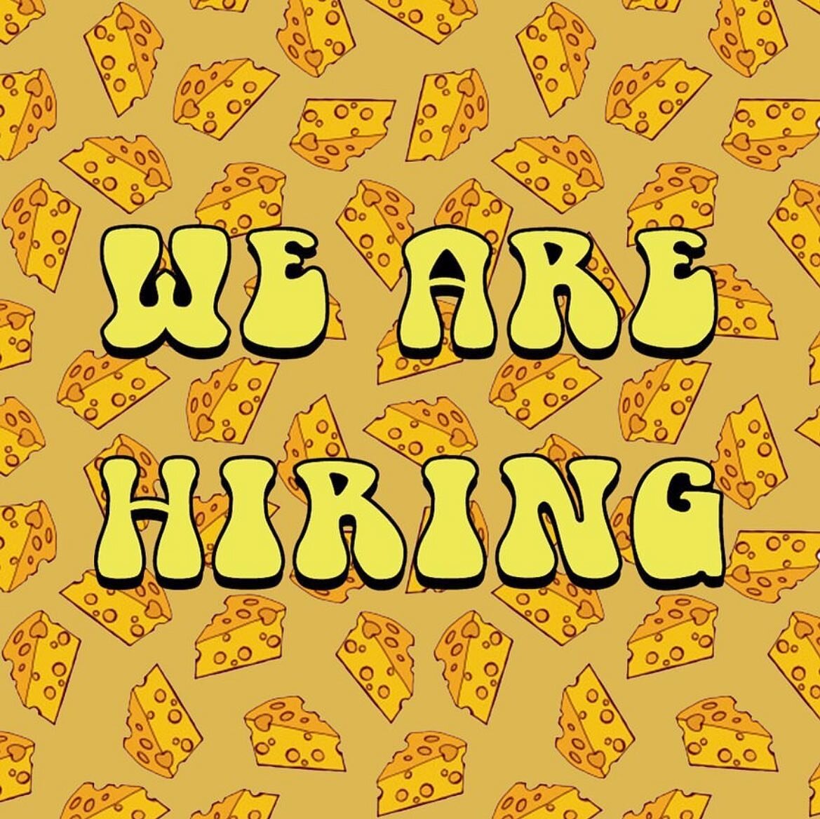 We&rsquo;re looking for someone to join the team on a part time basis. Lunchtime shifts finishing by 3pm when we close.
If you&rsquo;re interested send us a message or email your CV to holycheesusuk@gmail.com