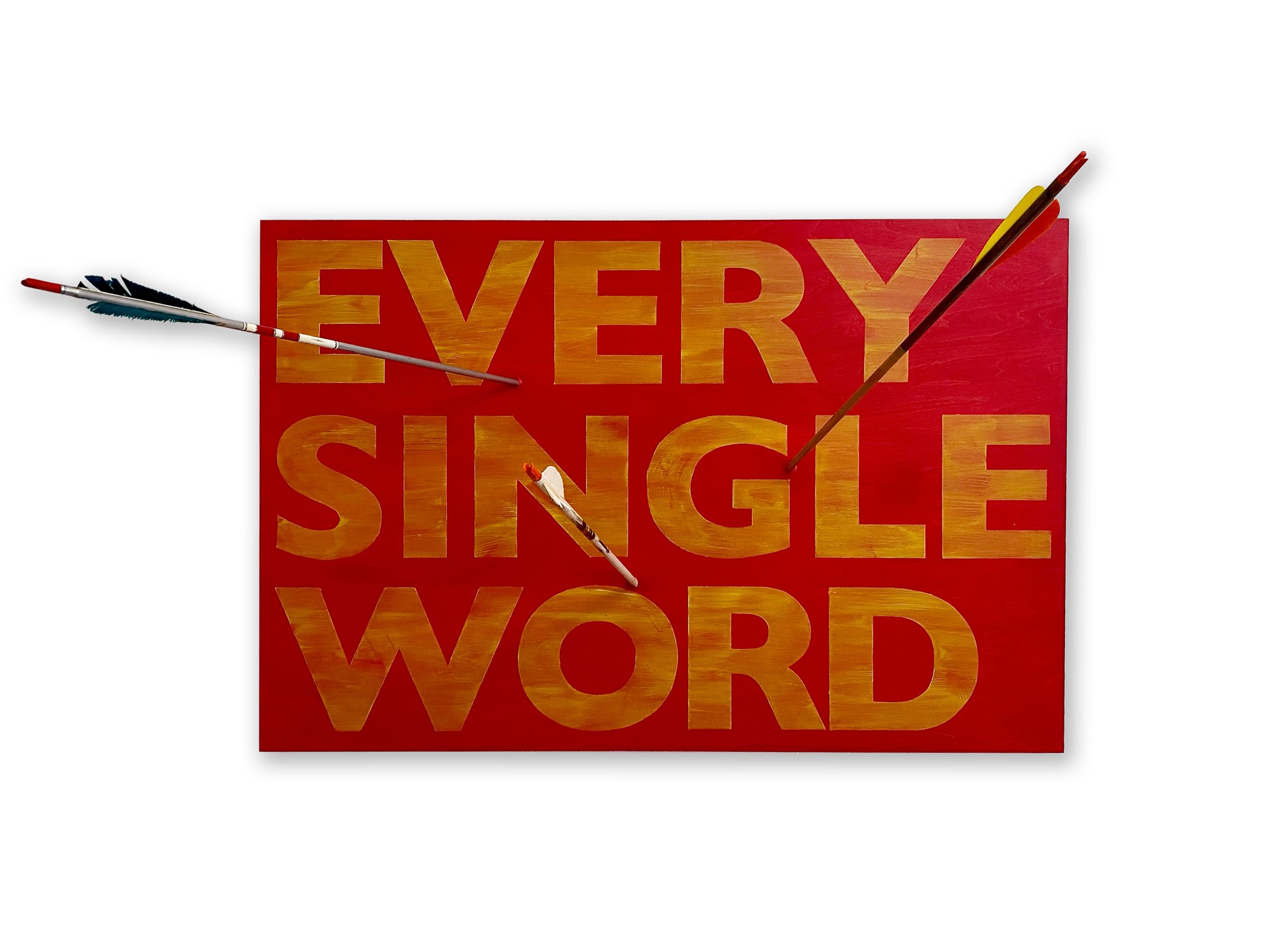 "Sticks & Stones" | Acrylic, vintage arrows on birch | 36" x 24" (CONTACT FOR PRICE)