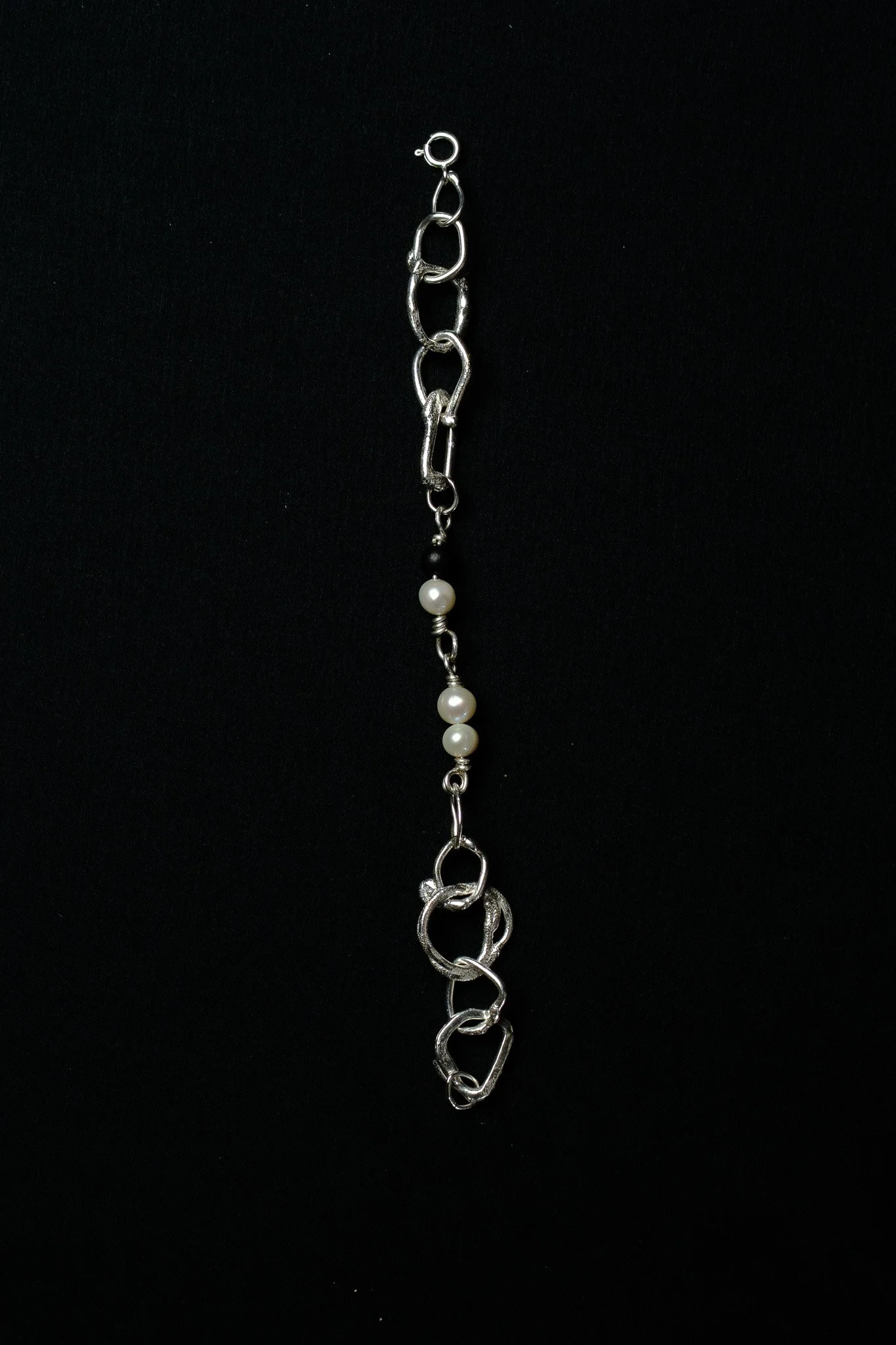 Bracelet #V. Silver with Pearls & Shungite