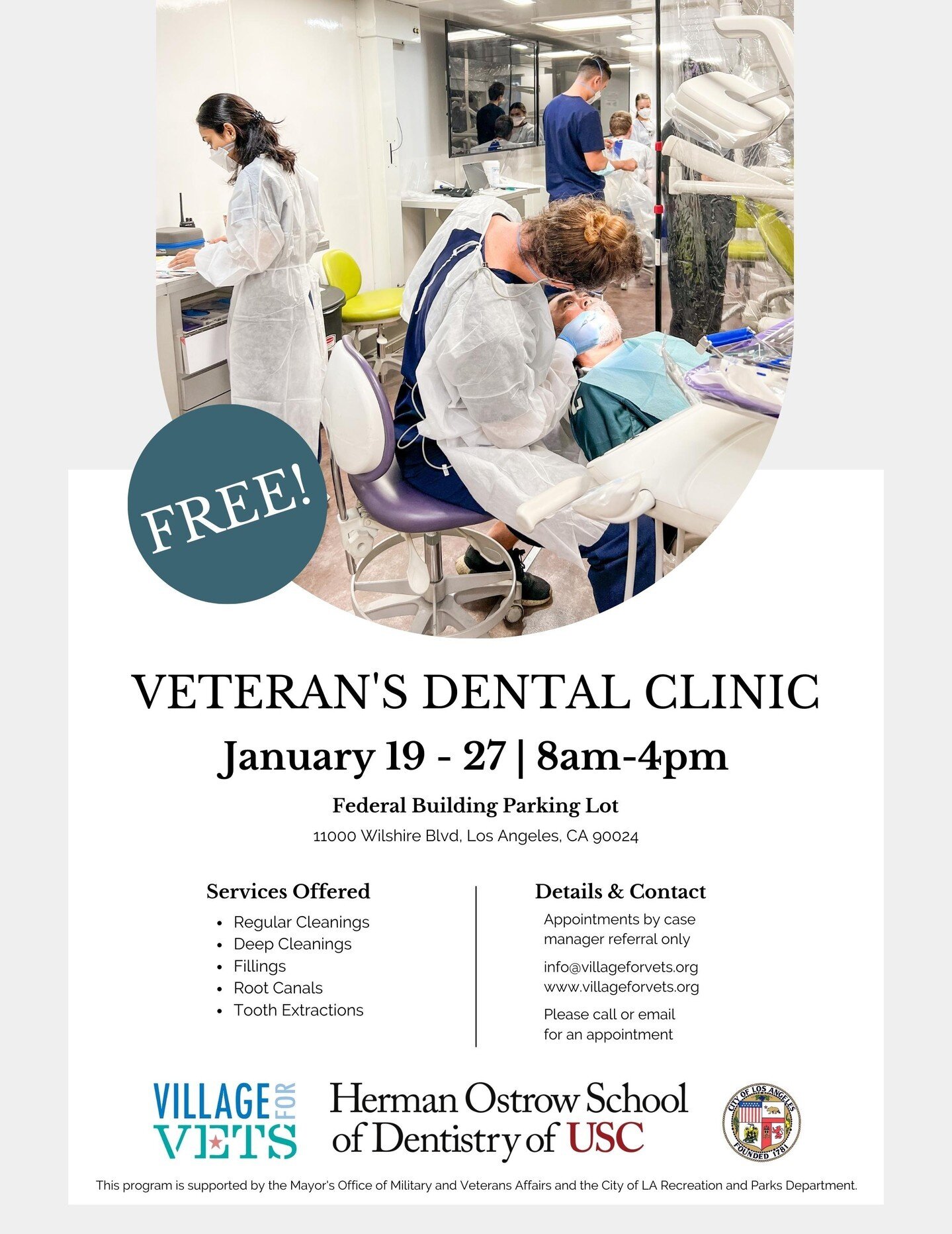 Our next free Veteran's Dental Clinic with @USCDentistry is right around the corner! If you or a Veteran you know is interested in receiving free dental care, please fill out the form on our website, and we will be in touch. Link in bio.