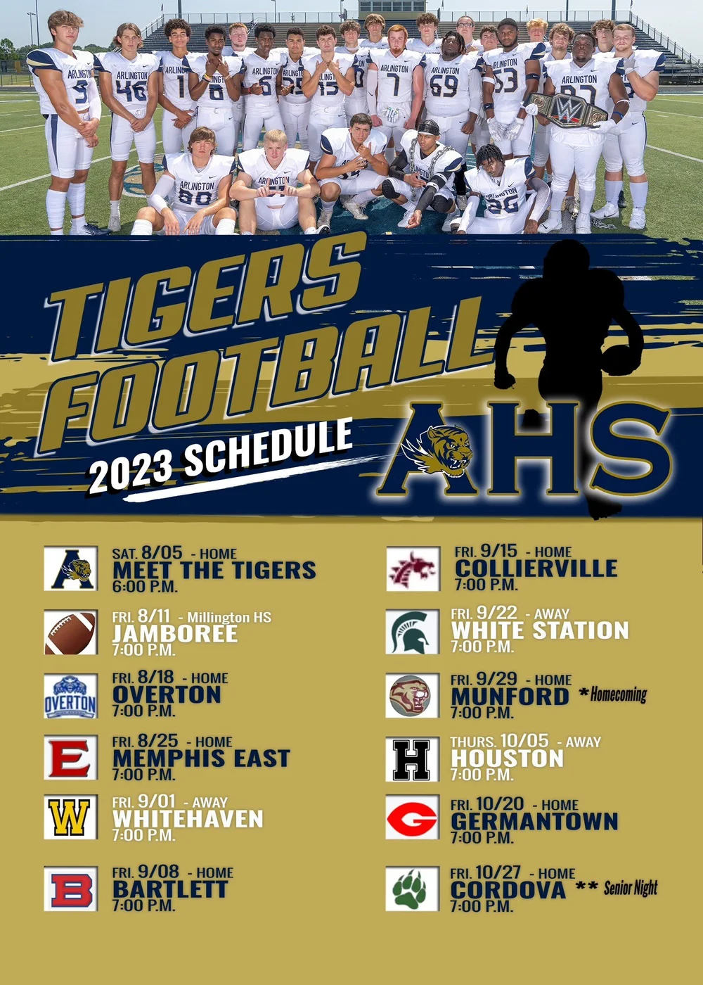 Tigers Schedule — Arlington Tigers Football