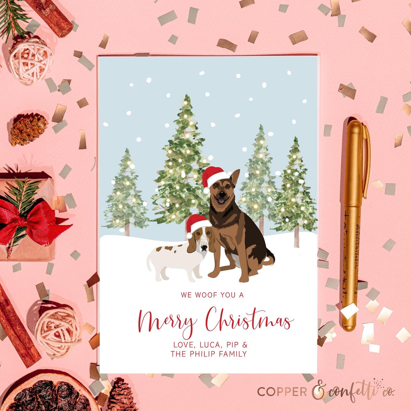 It&rsquo;s never too early to start planning your holiday cards! This is one of my many new designs added to the shop this year (and I&rsquo;m pretty sure it&rsquo;s my favorite!) 🐶🎅🏻