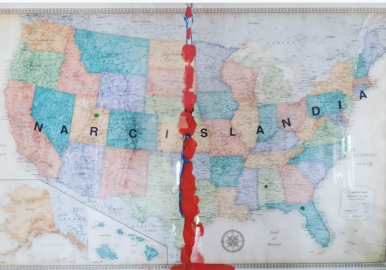 NARCISLANDIA / Intervención al mapa de Estados Unidos, Los Ángeles, CA. USA ,2017. Photo: Jessica Hirst