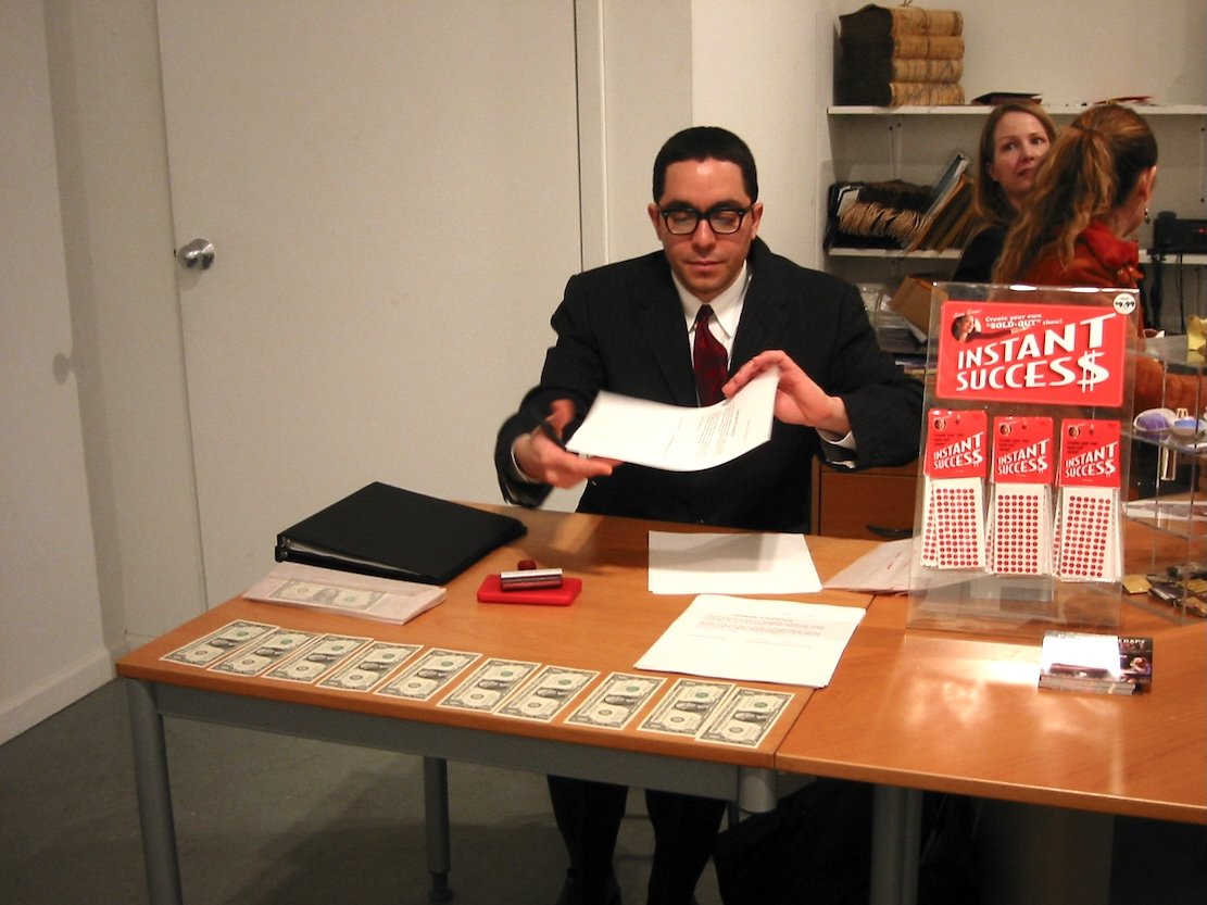  Nicolás Dumit Estévez,  Cash Tendered  2003, gallery intervention / Photo David Hinkle 