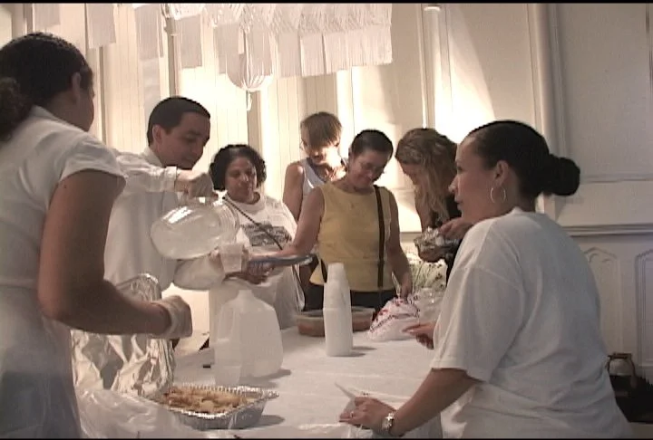  Lower East Side Neighbors and Nicolás Dumit Estévez,  Takeout/An Edible Portrait of Home , 2004 / Still from video by Geoffrey Jones 