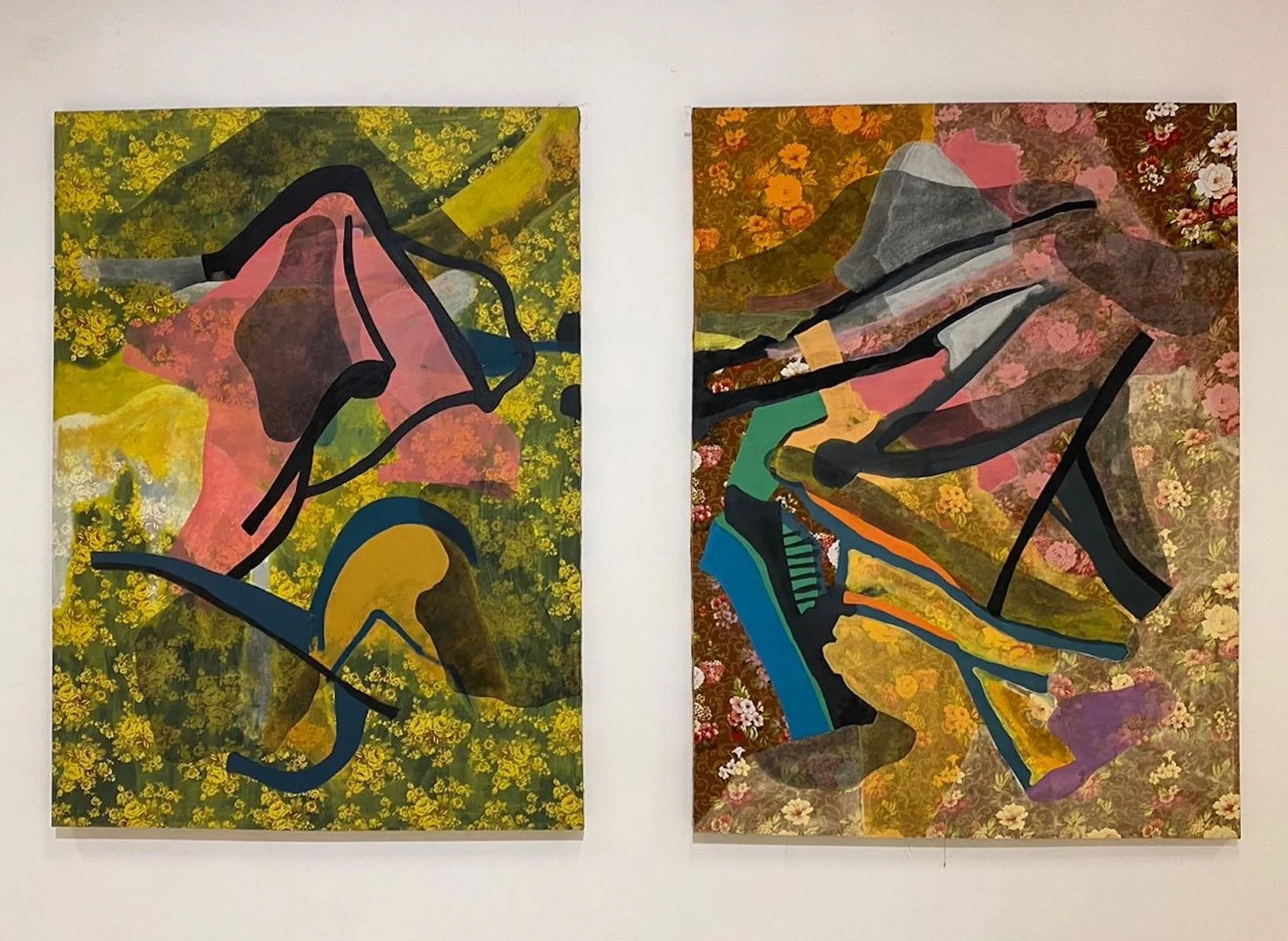  Ciro Beltrán, díptico, 2020 / painting on pre-printed fabric 