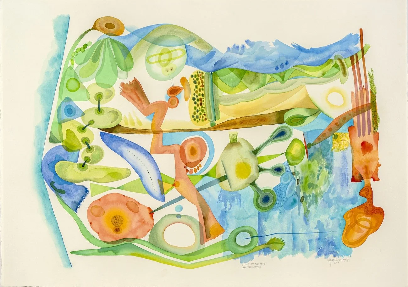   Yo sueño que estoy aquí V Series: Tropicaribastral , 2024 / Watercolor, color pencil and graphite pencil on watercolor paper Arches 640g, 75 cm x 105 cm / Photo: Mariano Hernández 