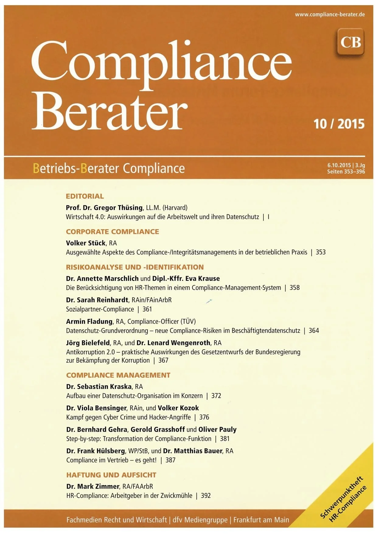 Career prospects in compliance