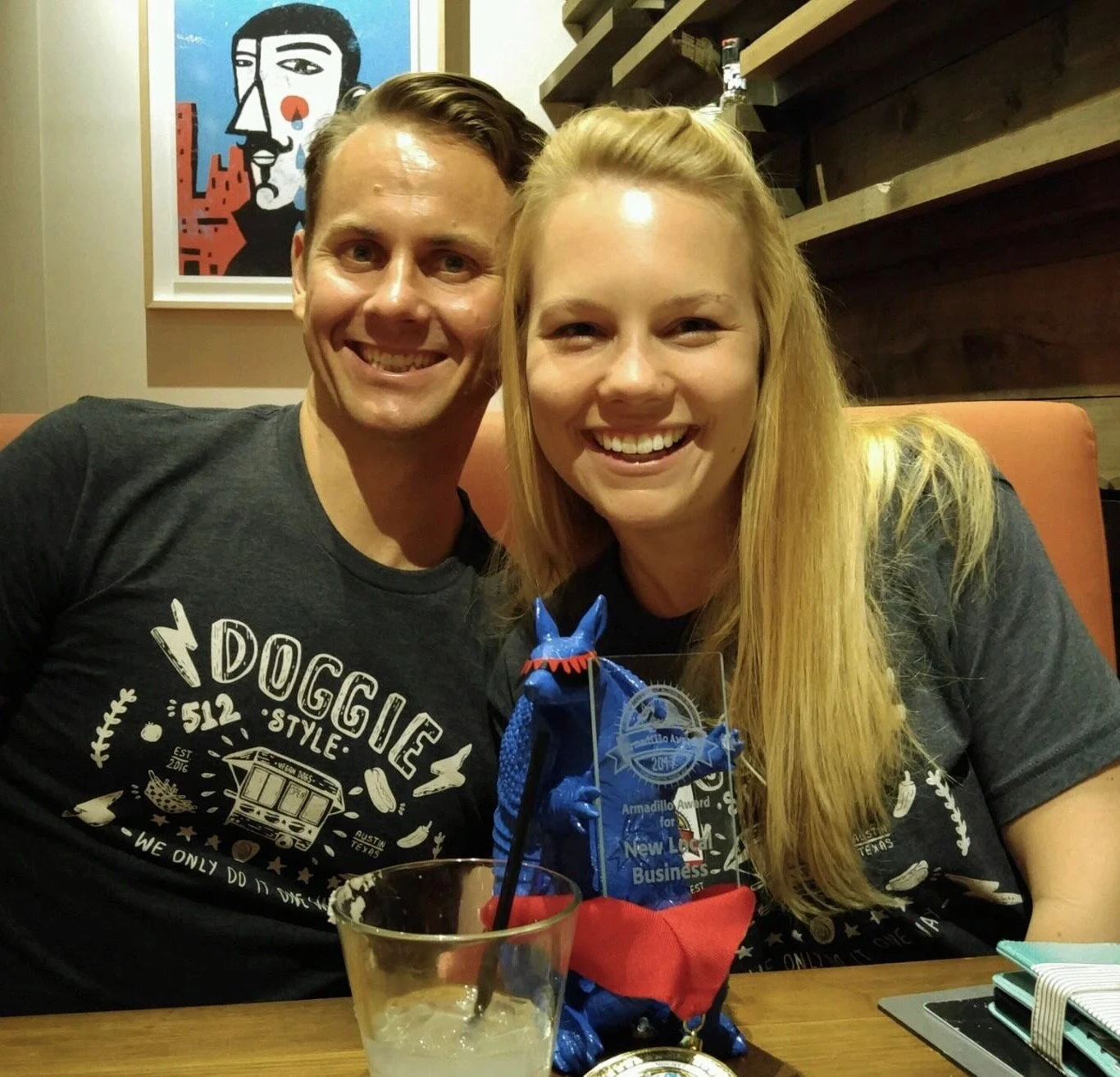 Celebrating because we won the Best New Business in Austin!