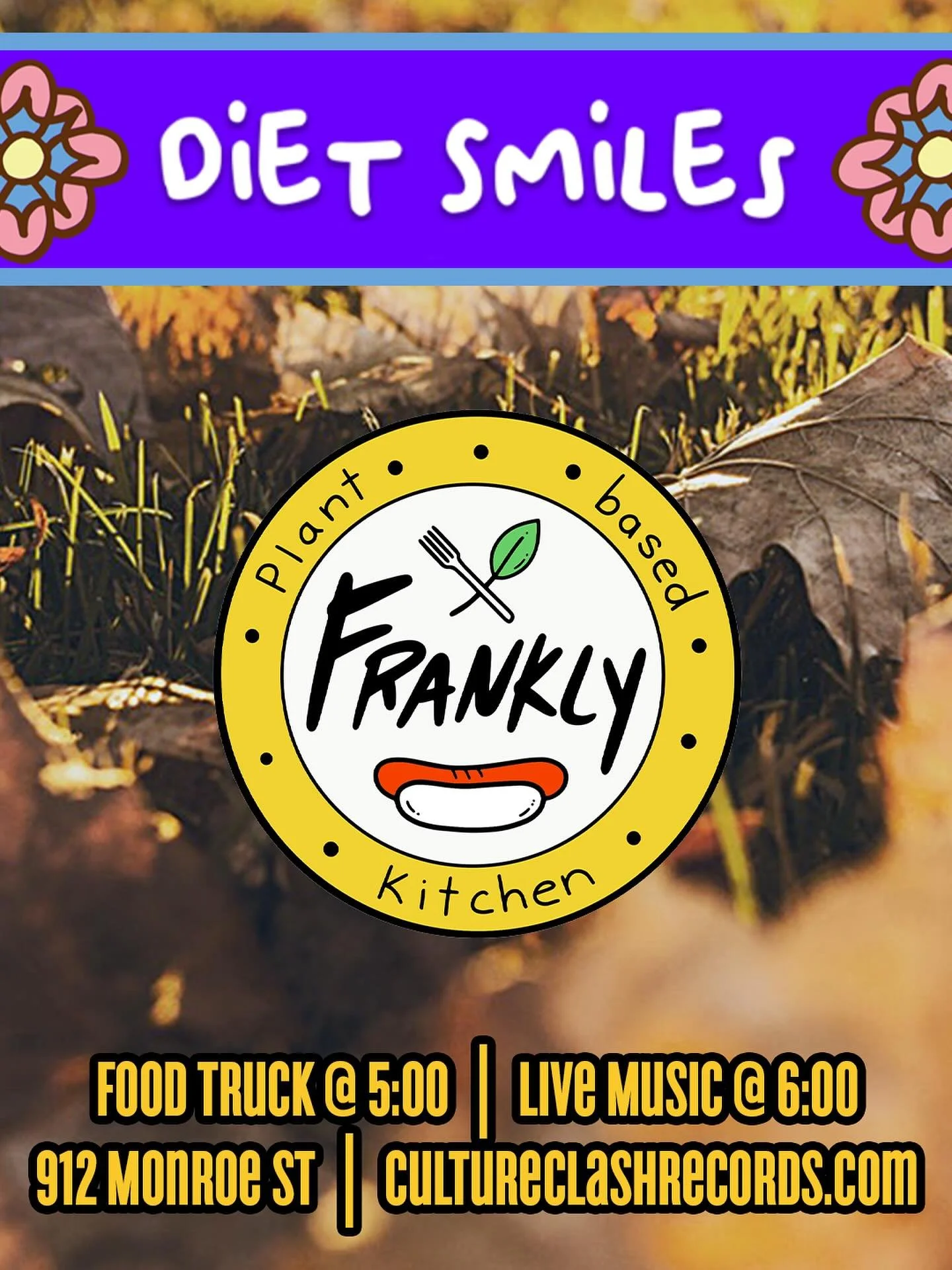 This Friday, October 10th we will be hanging out @cultureclash from 5-8pm. Live music from @dietsmilesband and delicious #vegan food from us! See y&rsquo;all there!  #vegantoledo #downtowntoledo #toledoeats #419 #foodtruck #toledoohio #livemusic