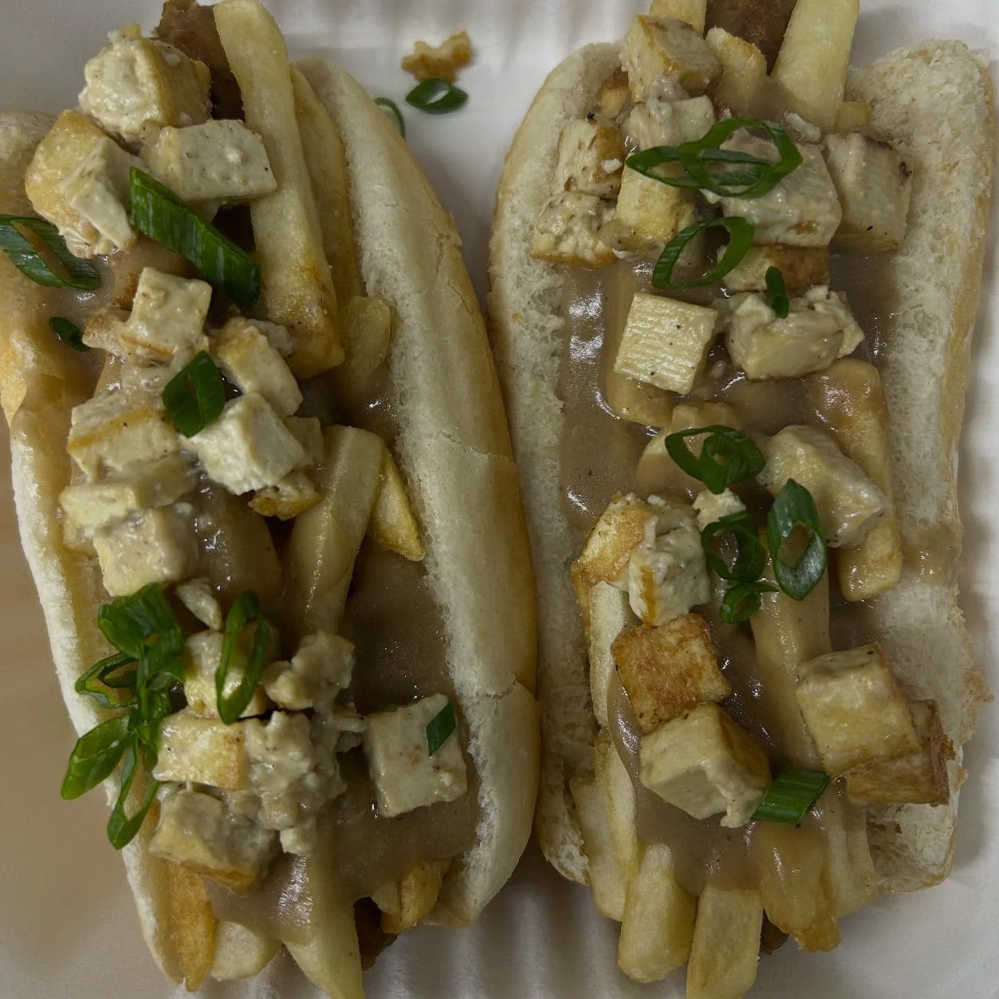 Poutine is on special all week! Get it today @humaneohio from 11:30-2pm where we give back $1 for every dog sold! This delicious special slathers a hotdog in mushrooms gravy, crispy fries &amp; chzy tofu curds. Or just get the topped fries!  #vegan #