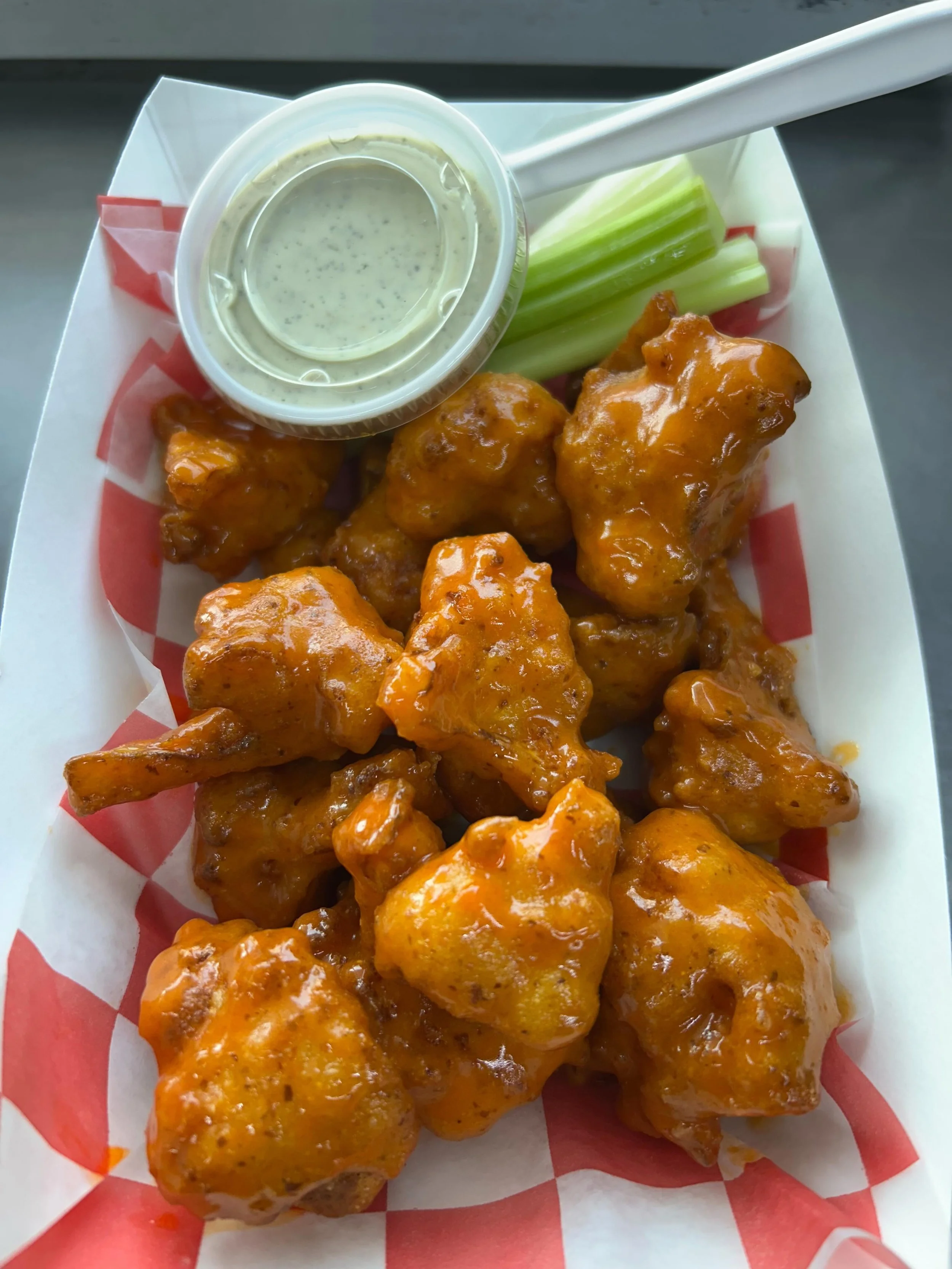 It feels like a Buffalo Cauliflower Wing kinda week! Find us today at @humaneohio from 11:30-2pm. We give back $1 of every hotdog sold. See y&rsquo;all soon!  #vegan #plantbased #foodtruck #nonprofit #spayandneuter