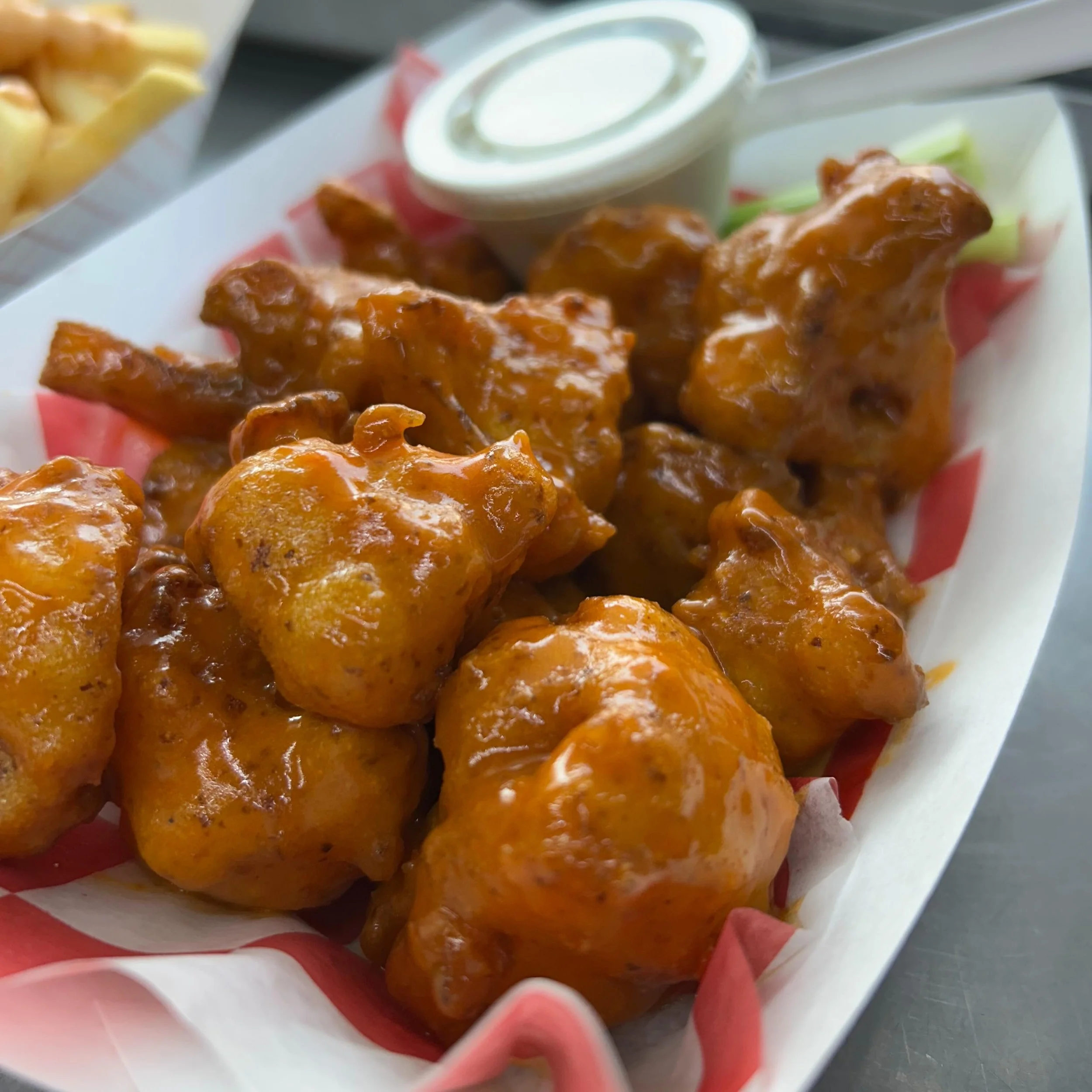 Heading to @earnestbeer on S Detroit with a bunch of Cauliflower wings for you! We also have all the goodies and potato salad! 😋  #vegan #plantbased #419eats #potatosalad #cauliflowerwings