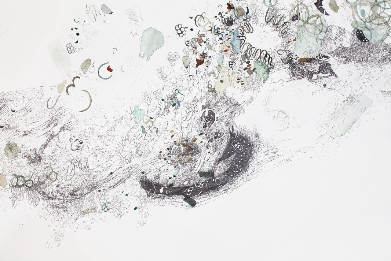 Untitled(1997)(detail), graphite & watercolor, 4' by 18', 2012