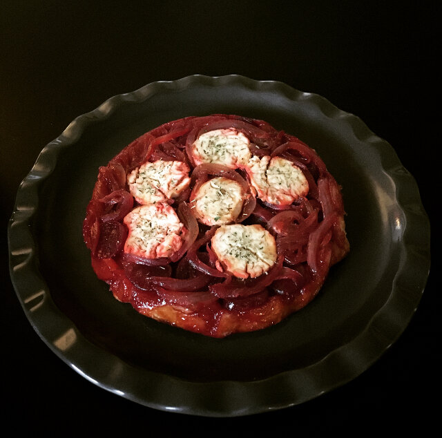 Caramelized Onion, Red Beet and Goat Cheese Tarte