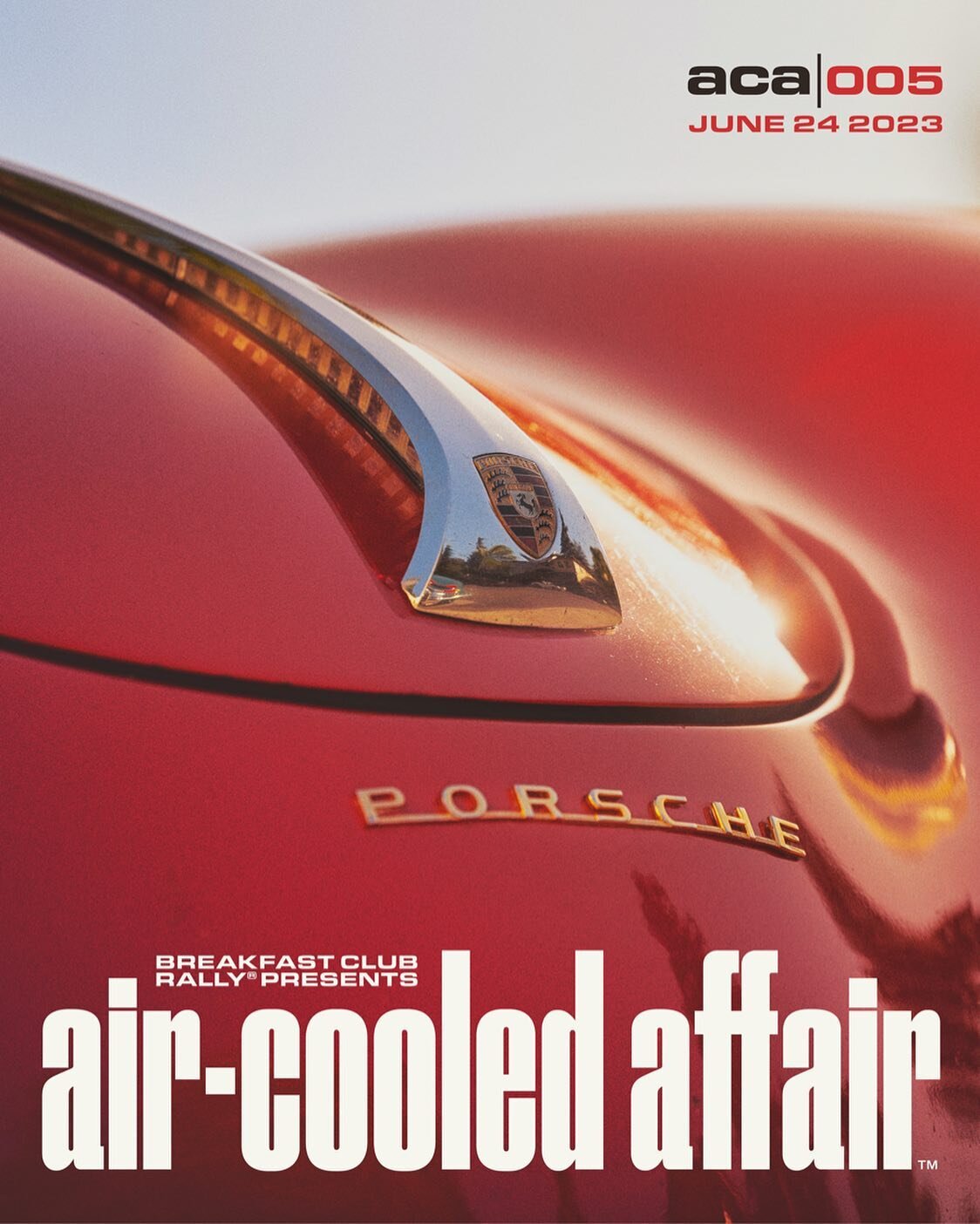 Air-Cooled Affair returns Saturday, June 24th, 2023 for round 005.

ACA | 005 is a special limited-capacity event focused exclusively on vehicles powered by air-cooled engines from Porsche and other manufacturers (VW, Corvair, Tatra, Trabant, NSU, BM