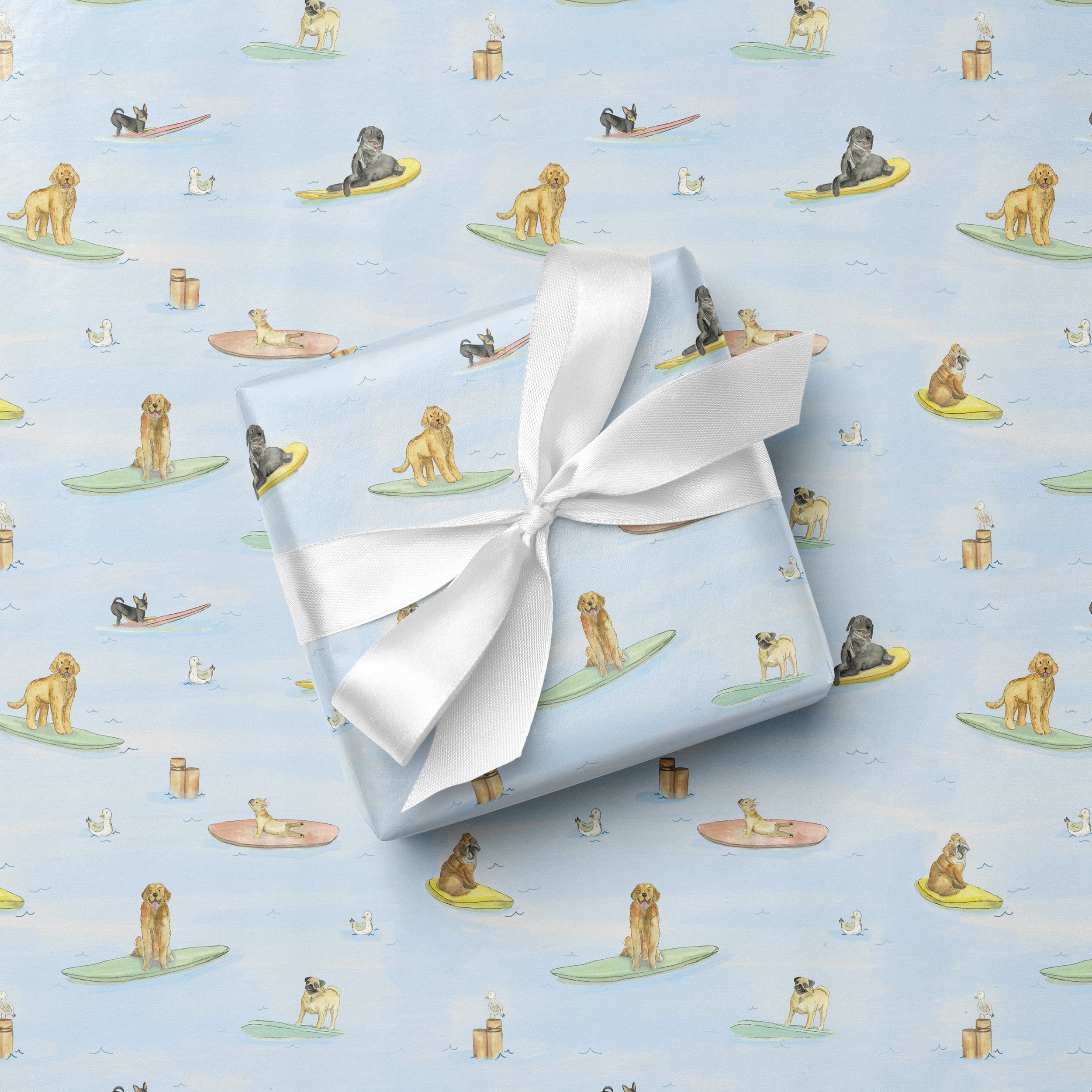 Dogs Surfing Gift Wrap