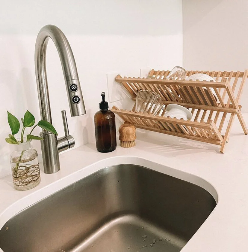 Low Waste Kitchen with Bamboo Dishrack