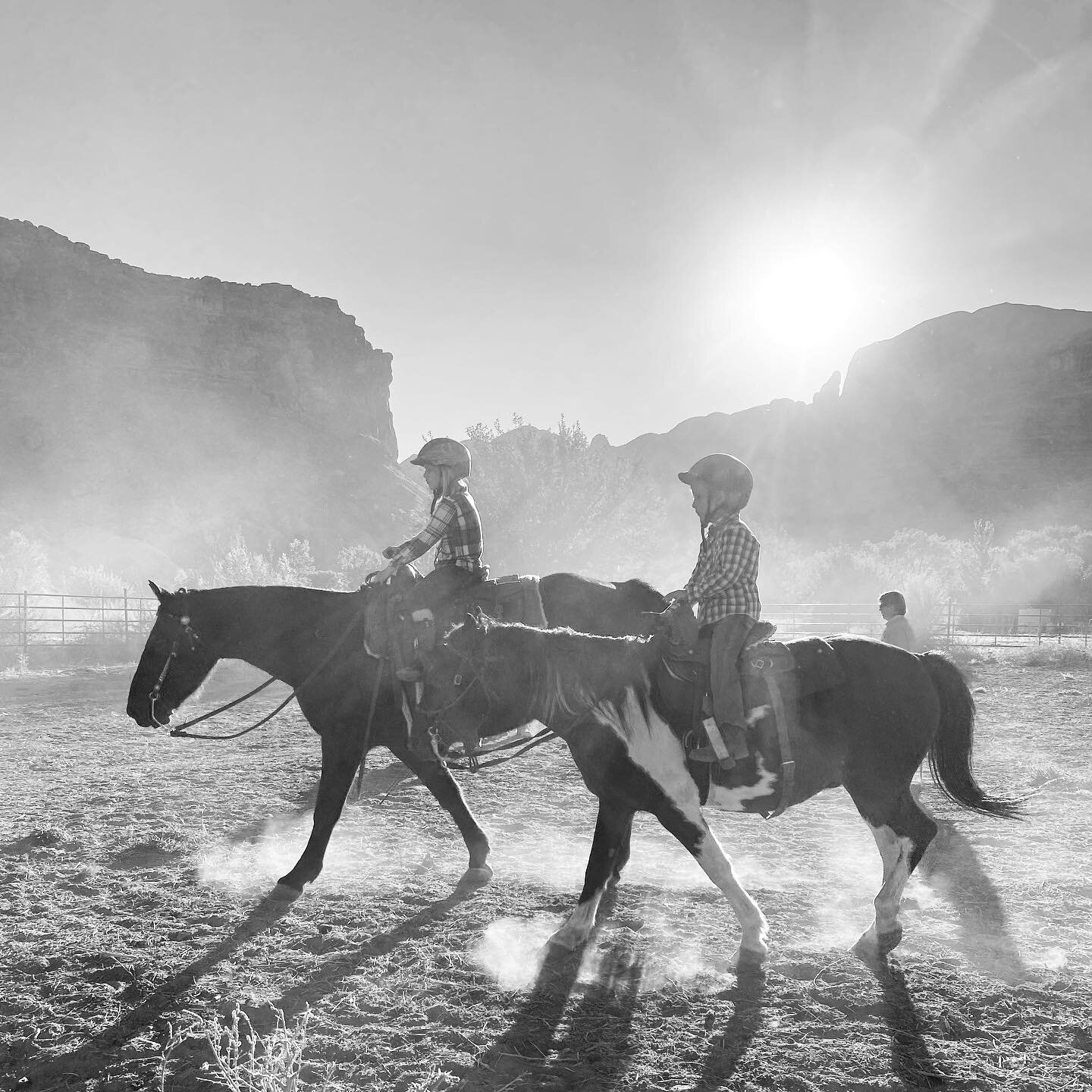 Kick the dust up 
 
#sunsetride #moab #horseplay