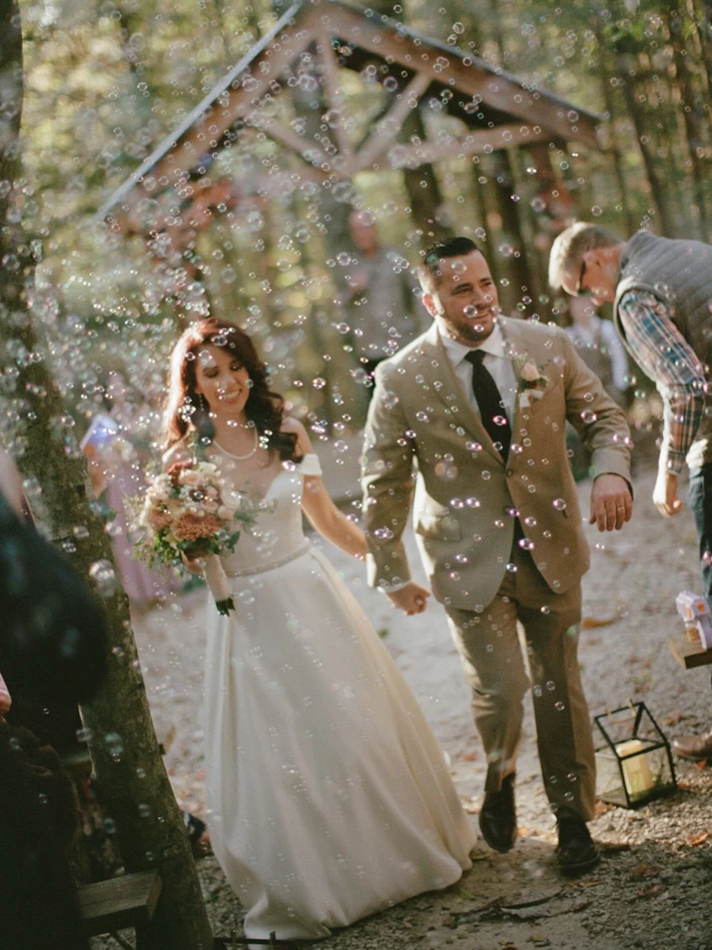 New obsession unlocked: bubble exit 🫧 

 From Craig and Amber&rsquo;s Red River Gorge October wedding