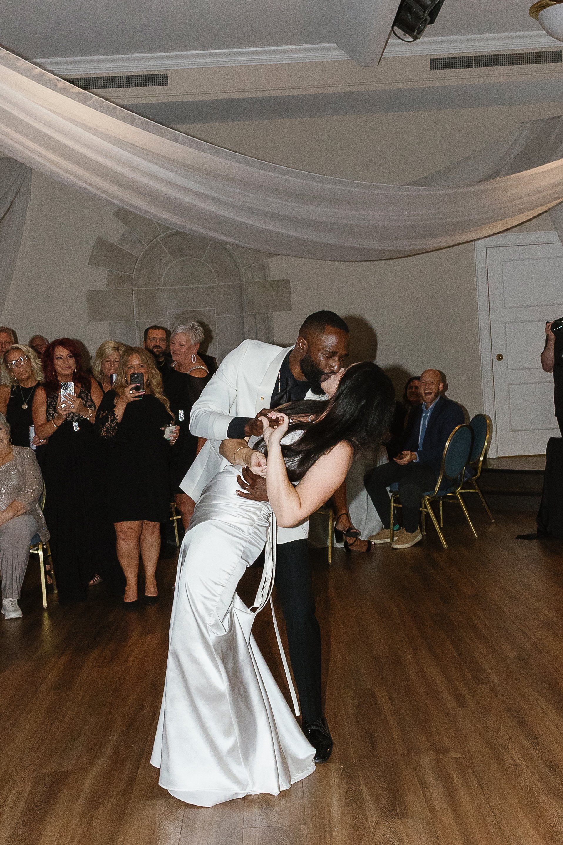 Shot of a bride and groom during their first dance