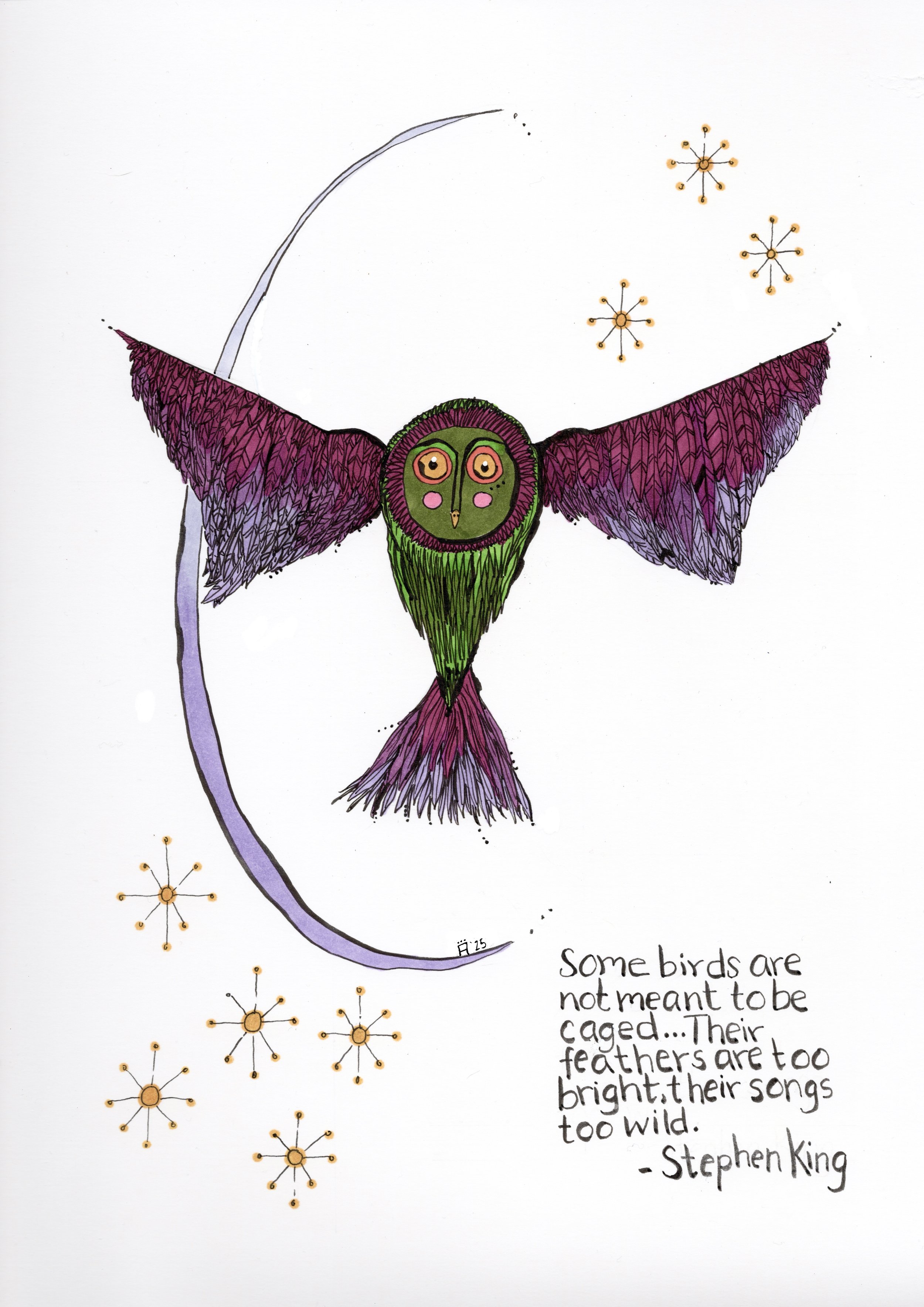 Some Birds
Fudenosuke pen, alcohol based marker on Bristol paper