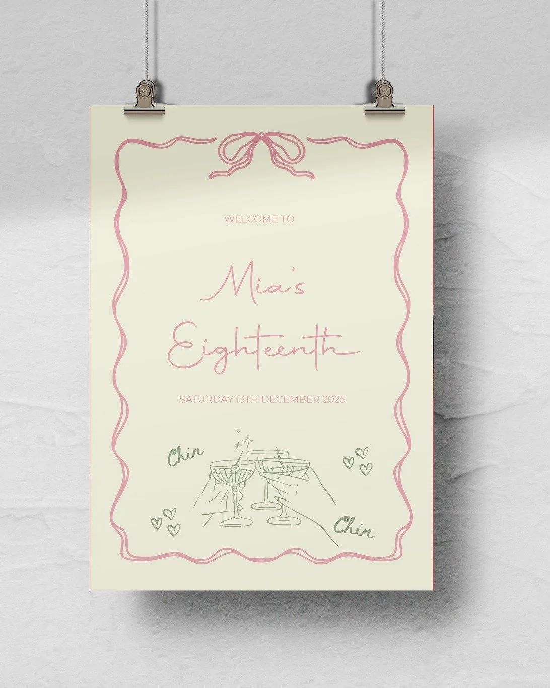 Custom welcome sign for Mia's 18th