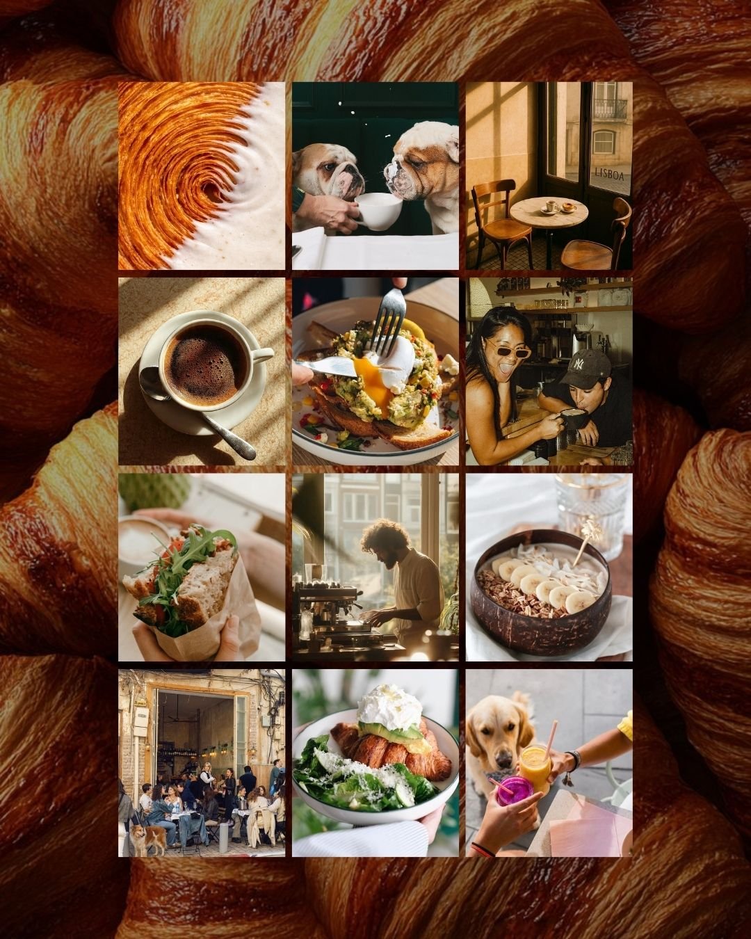 Cafe owners&hellip; your Instagram should feel as good as your morning coffee ☕️

Clean branding, warm tones, lifestyle moments, fresh pastries, good lighting &amp; content people instantly connect with.

Just some concept grids I&rsquo;ve mocked up 