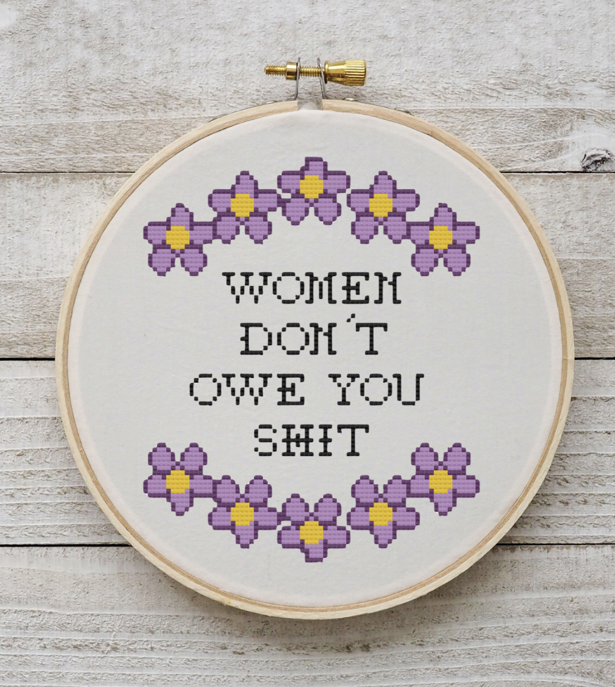 Women Don't Owe You Shit Cross Stitch Kit | Floral Snarky Kit