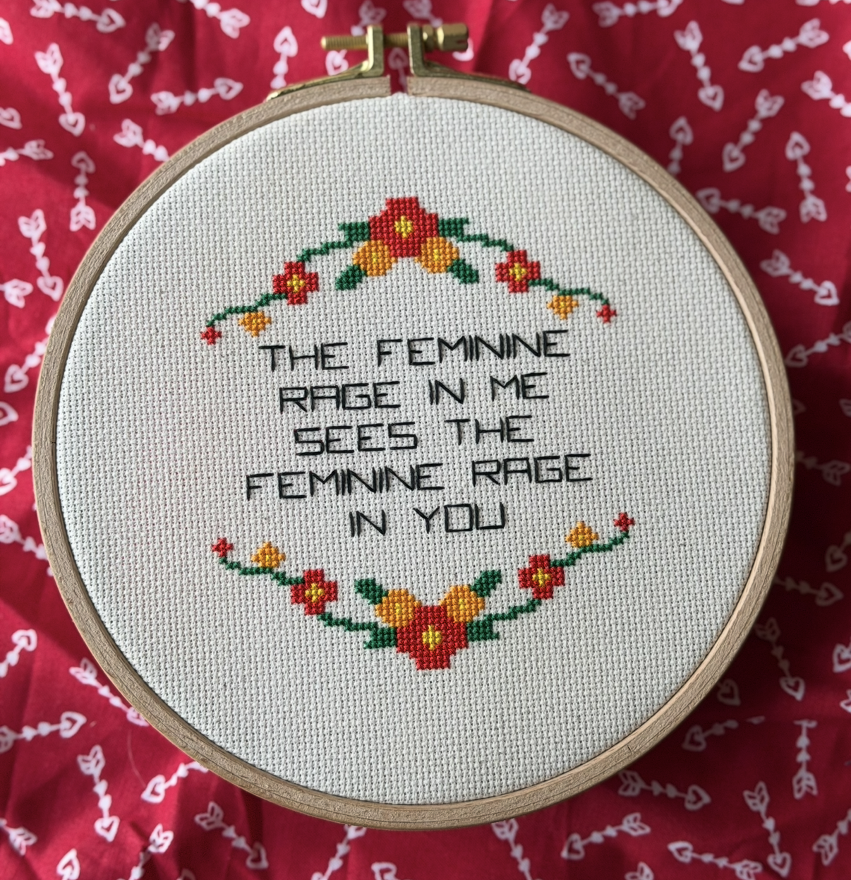 Feminine Rage Hand Made Cross Stitch Art
