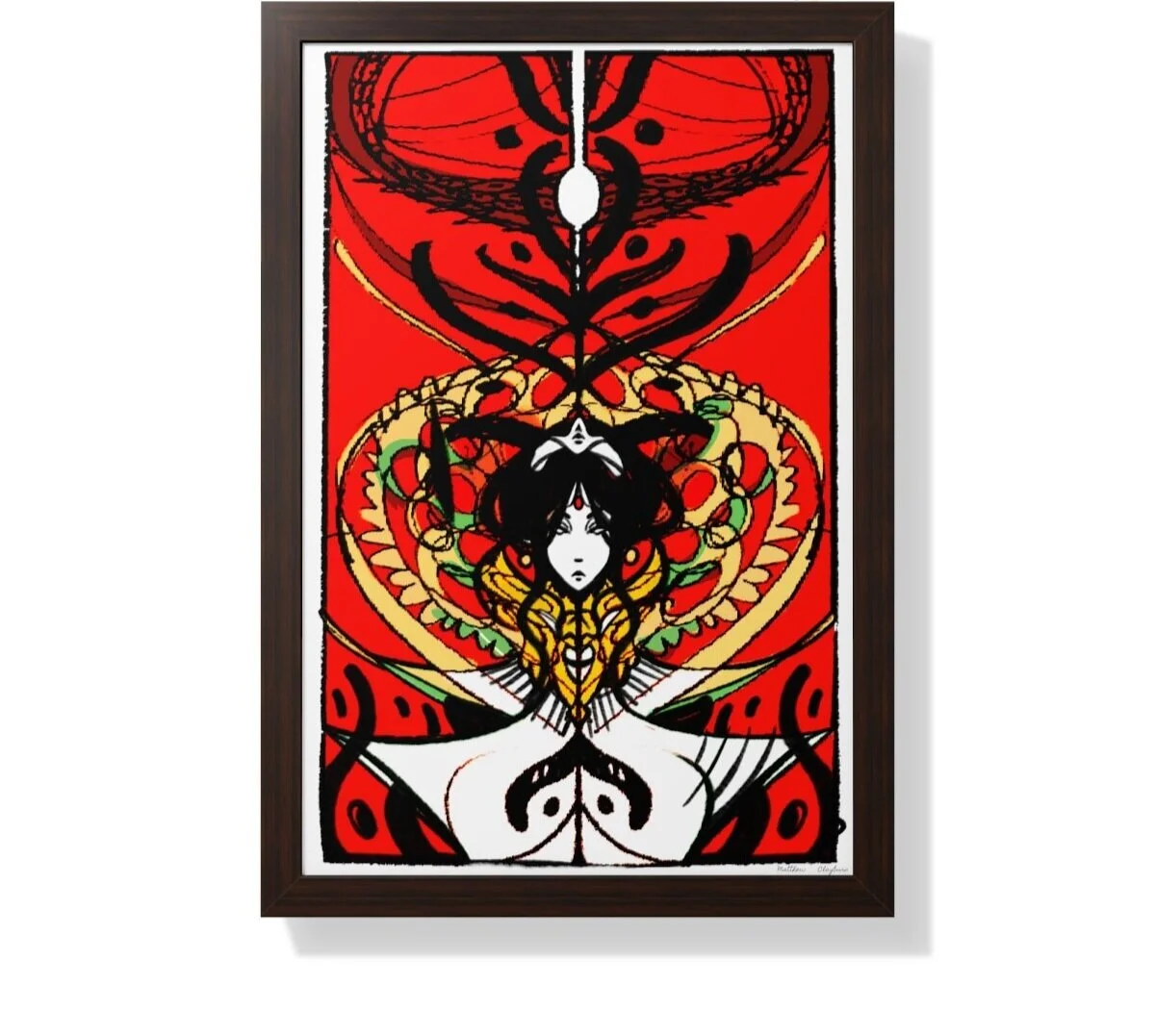 Muse Series — red ornamental portrait illustration by Matthew Clayburn
