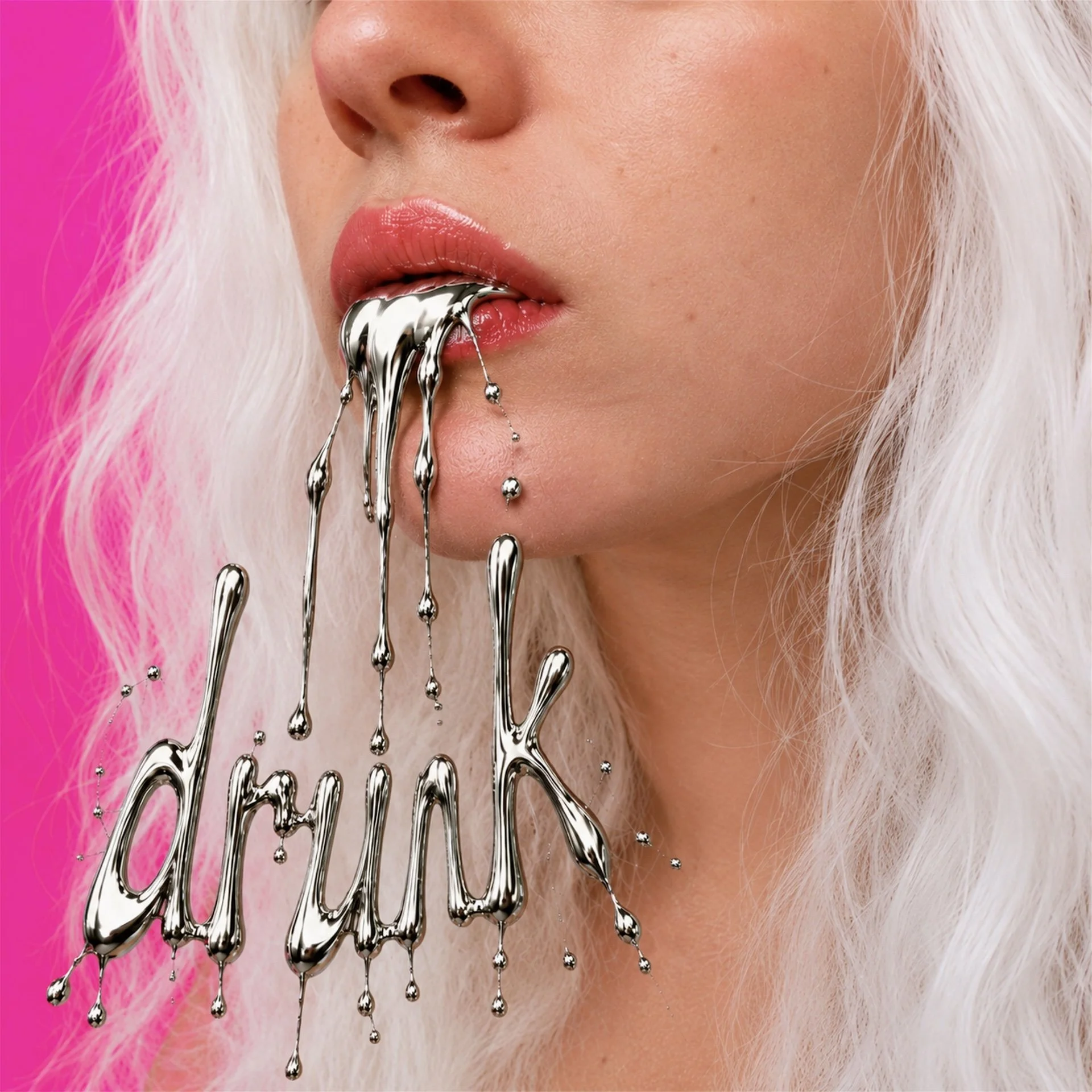 "Drunk" single cover — Space Slvts, chrome drip lettering