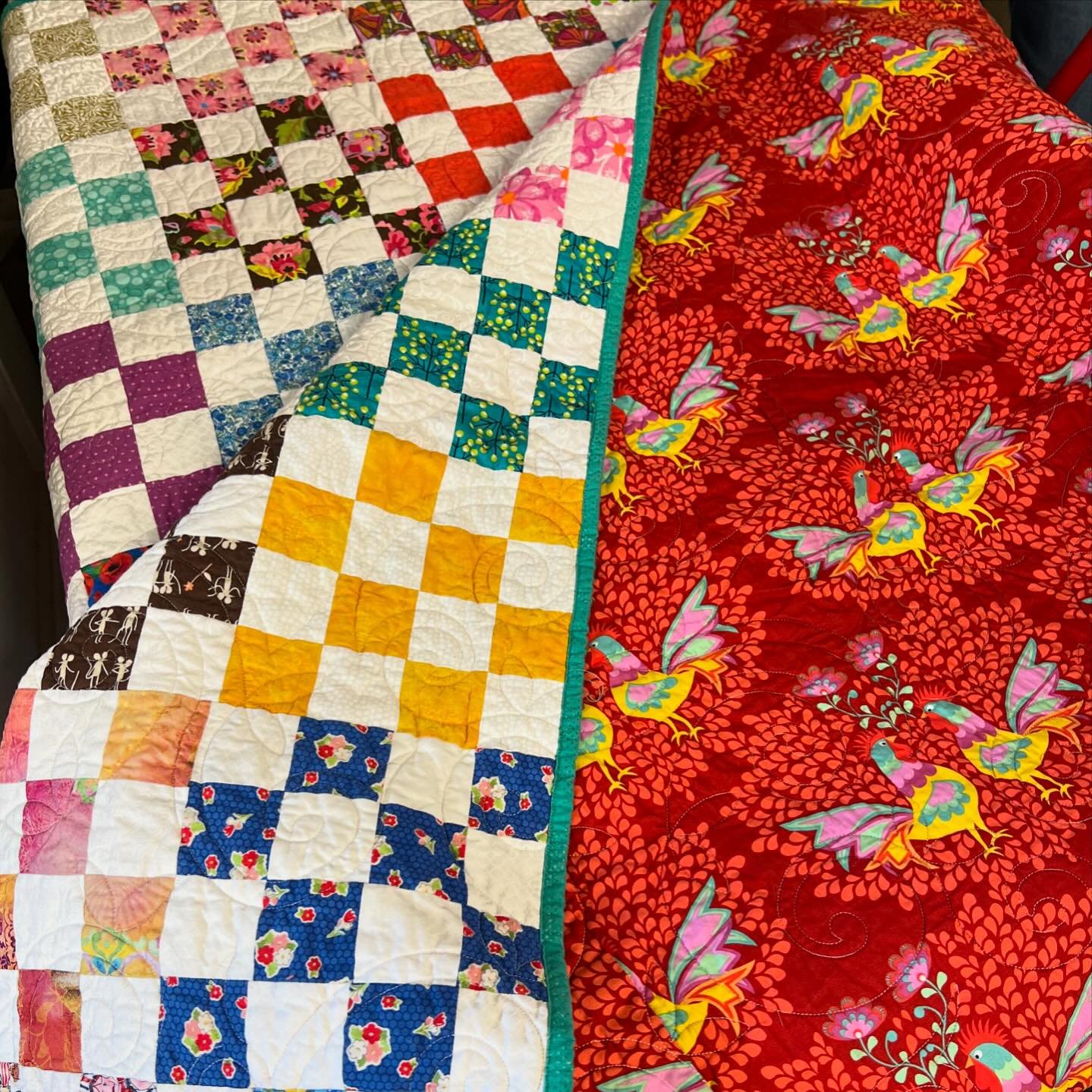 Beth brought in her 16-patch swap quilt - and we are in love! Wouldn&rsquo;t it be fun to do a swap of some sort this summer!?!

#blockswap #strippiecing #quiltlove 

Our shop hours:
Monday-Thursday: 9:30am-8pm
Friday-Saturday: 9:30am-4pm
Sunday: Noo